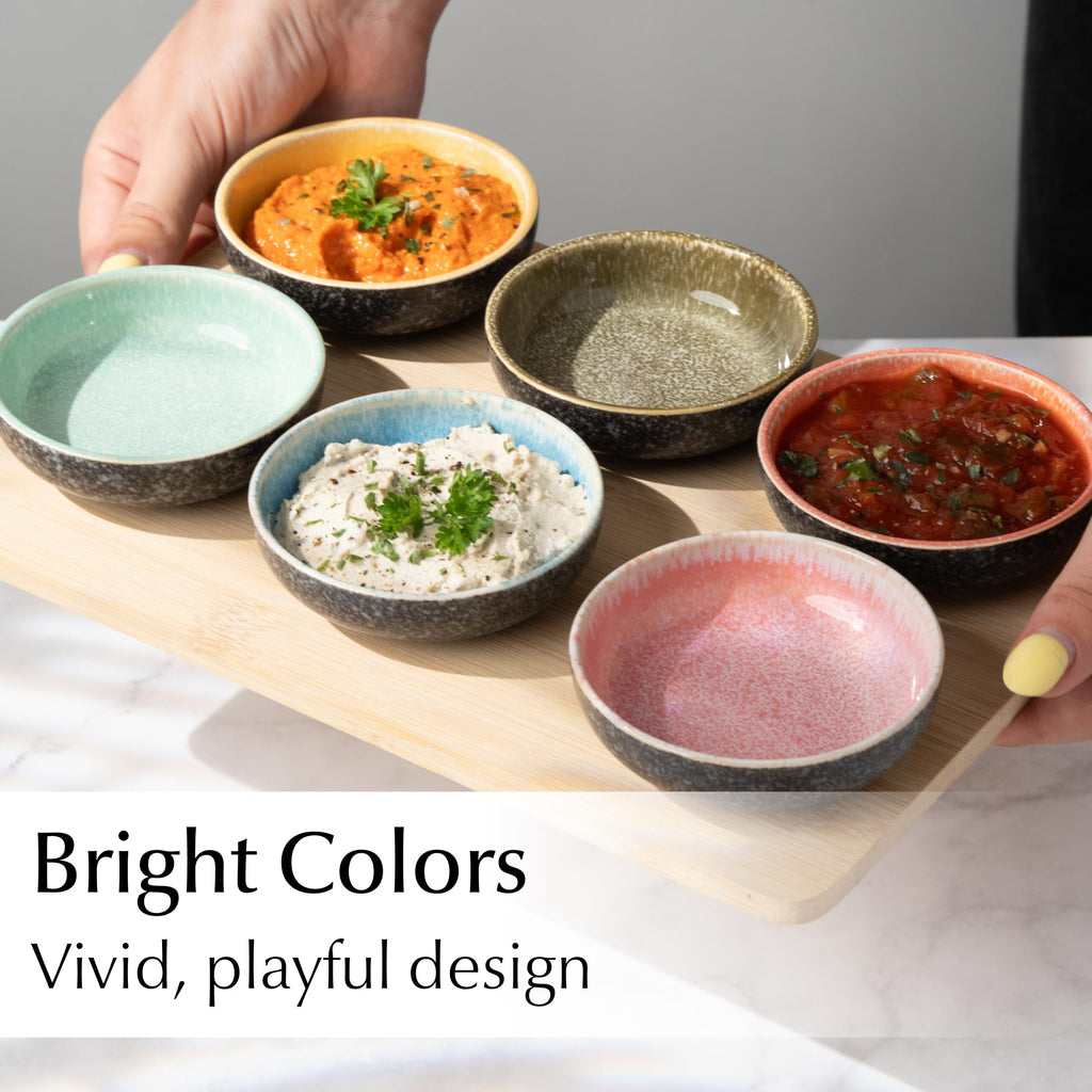 MIAMIO - Mini Dipping Bowls Set of 6 (90 ml) / Side Dish Bowls, Soy Sauce Dish, Dip Bowls, Small Snack Bowls - Las Palmitas Collection