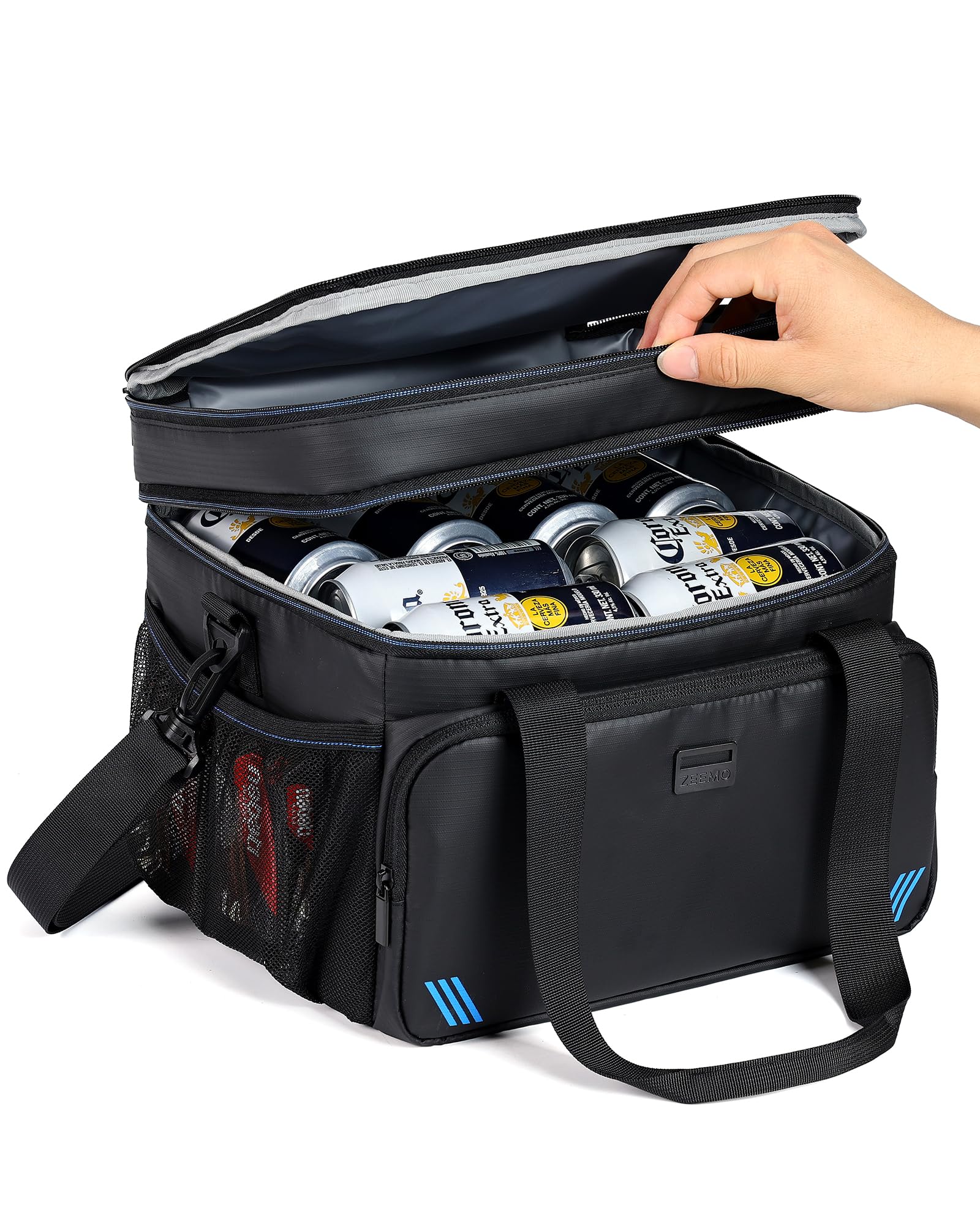 ZEEMO 19L Soft Cooler Bag, Insulated Lunch Box & Ice Chest, Double Leakproof Layers, Waterproof Collapsible Cooler Case for Work & Outdoor Travel, Black