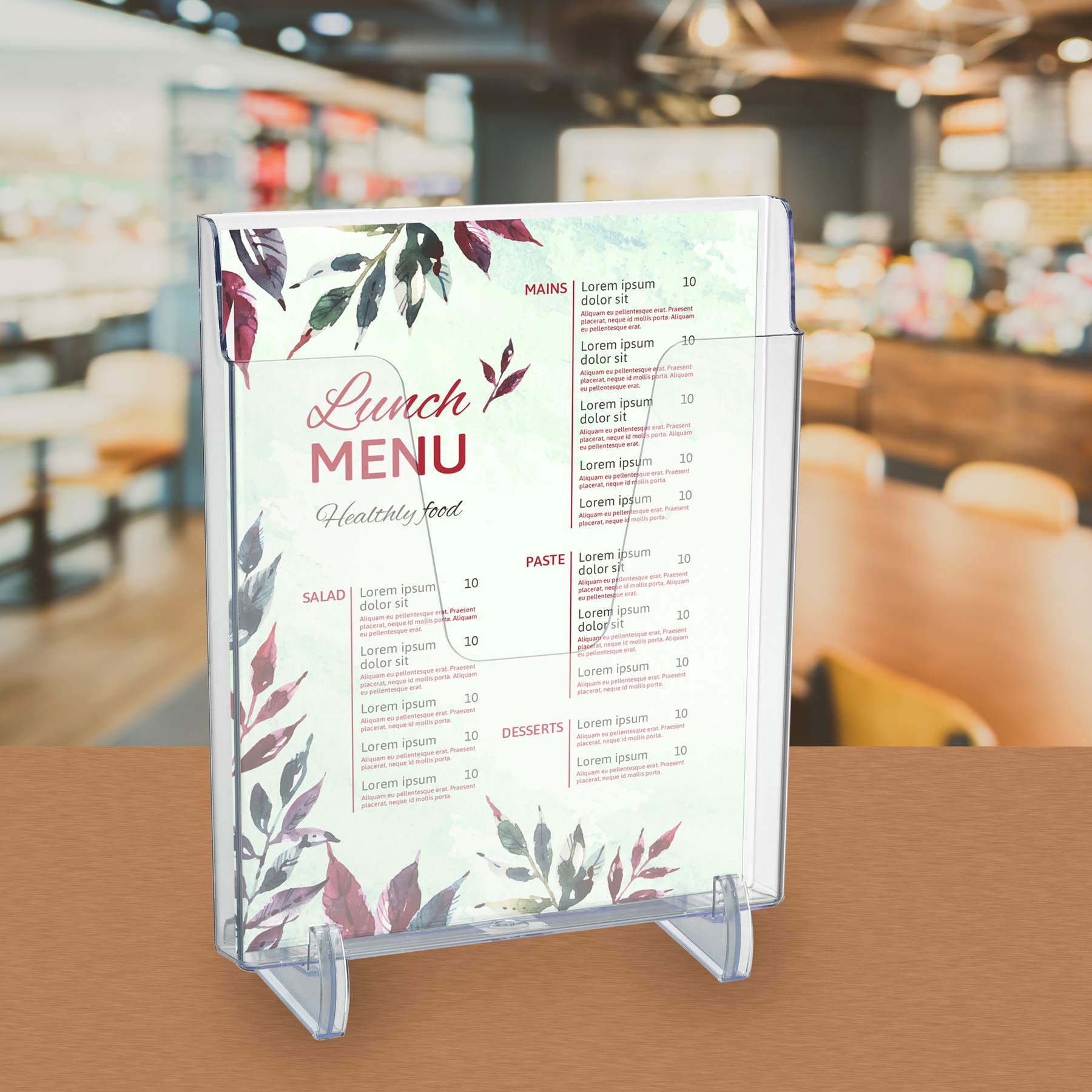 Acrimet Pocket File Holder Vertical Design Brochure Display (for Wall Mount or Countertop Use) (Removable Supports Included) (Letter Size) (Crystal Color)