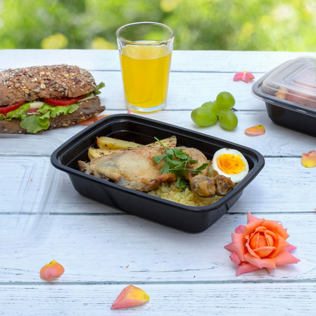 Gusto [24 oz -50 Count] 1 Compartment Meal Prep Containers Reusable- Microwaveable, Dishwasher and Freezer Safe,BPA-Free, Portion Control and Convenience Food Storage with Lids- Formerly Comfy Package