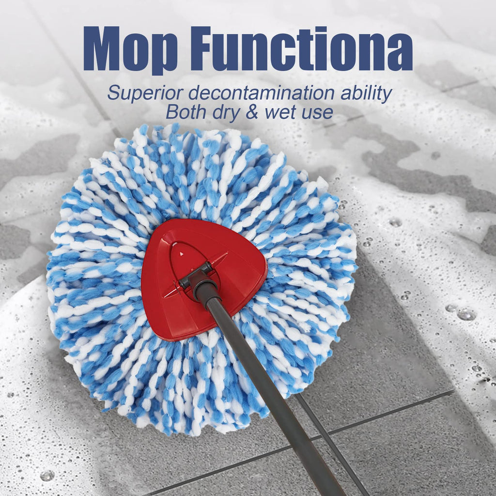 RinseClean Spin Mop Head Refill for Vileda EasyWring 2-Tanks System - Rotating Microfiber Triangle Replacement Pads Washable & Reusable fit All Floor - 6 Cloth