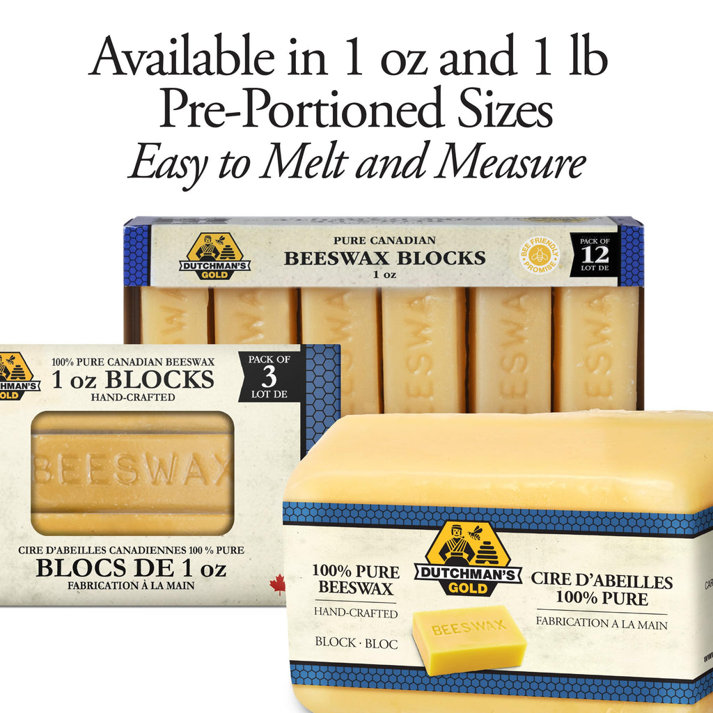 Dutchman’s Gold Beeswax Blocks, 1 oz x 12 Pack | 100% Pure Canadian Cosmetic Grade Beeswax | Handcrafted | Ideal for Candles, Food Wraps, Crafts & DIY Projects