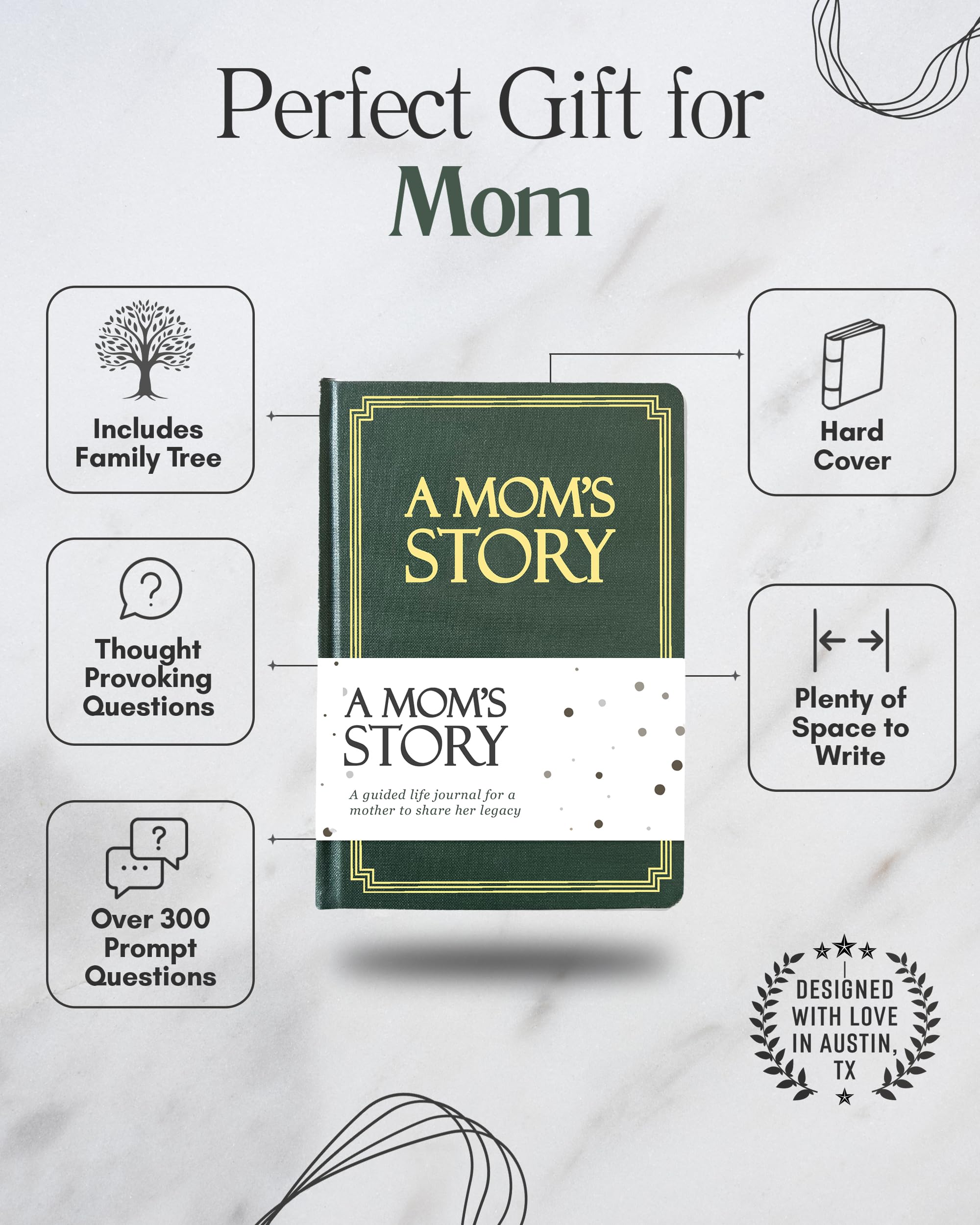 Mom's Life Story Journal (Hardcover): A Meaningful Keepsake for Mom to Share Her Journey and Memories, Book Includes 250+ Prompt Questions, Sentimental Gifts for Mother's Day, Birthday & Christmas