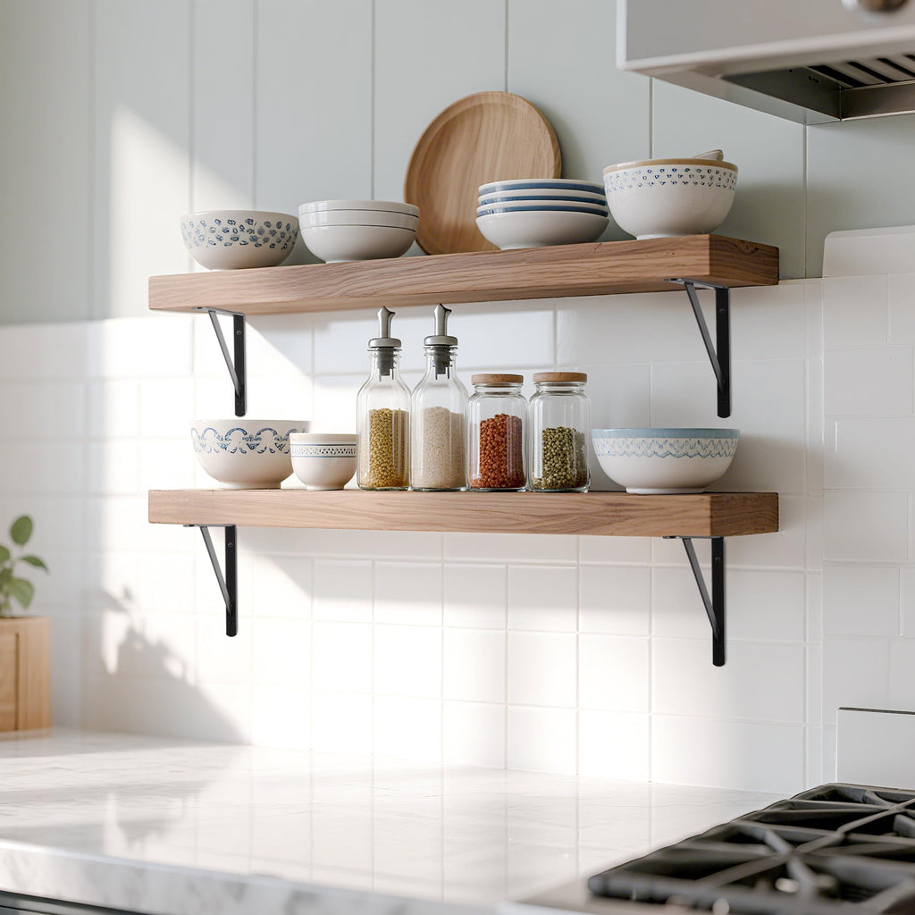 OVOV Heavy Duty Shelf Brackets Triangle Shelving Brackets Right Angle Wall Mounted Shelf Supporters Black 12 Inch Set of 4
