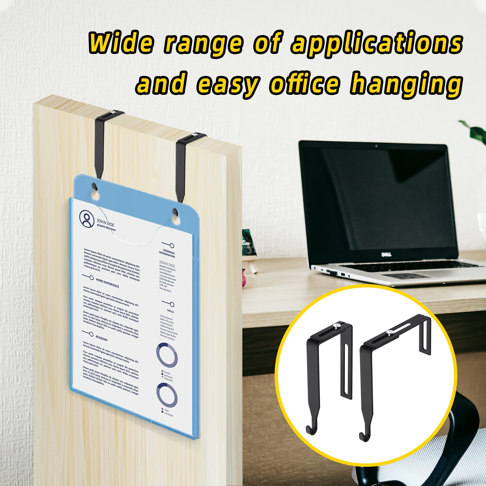12 Pcs Adjustable Cubicle Wall Hooks Cubicle Hangers- Metal Universal Partition Hanger with Cross Screwdriver- Cubicle Accessories Over The Door Mirror Hook Fit 1.35 to 3.5 In Thick Wall Panels