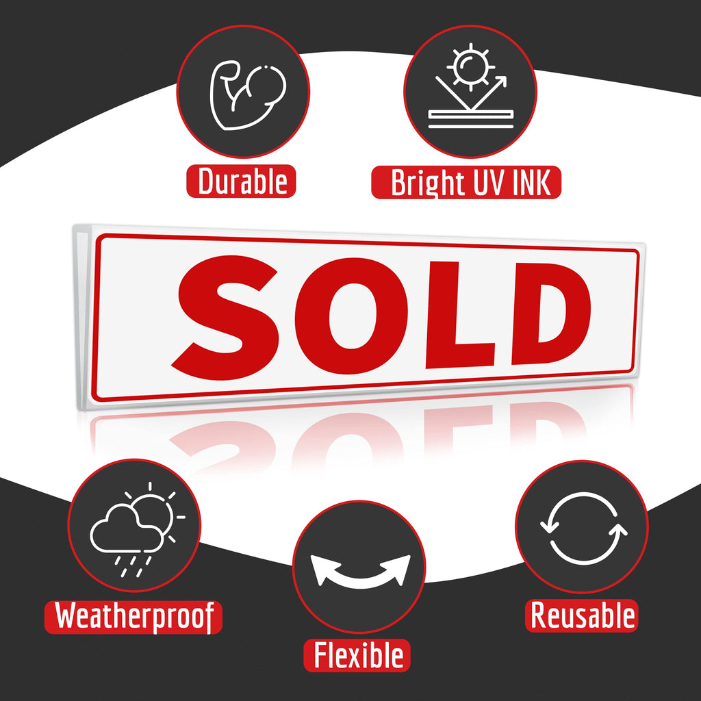 1PC - Sold Real Estate Sign Riders Sleeves, 17" x 5"- Double Sided - PVC Plastic - Sold Sign