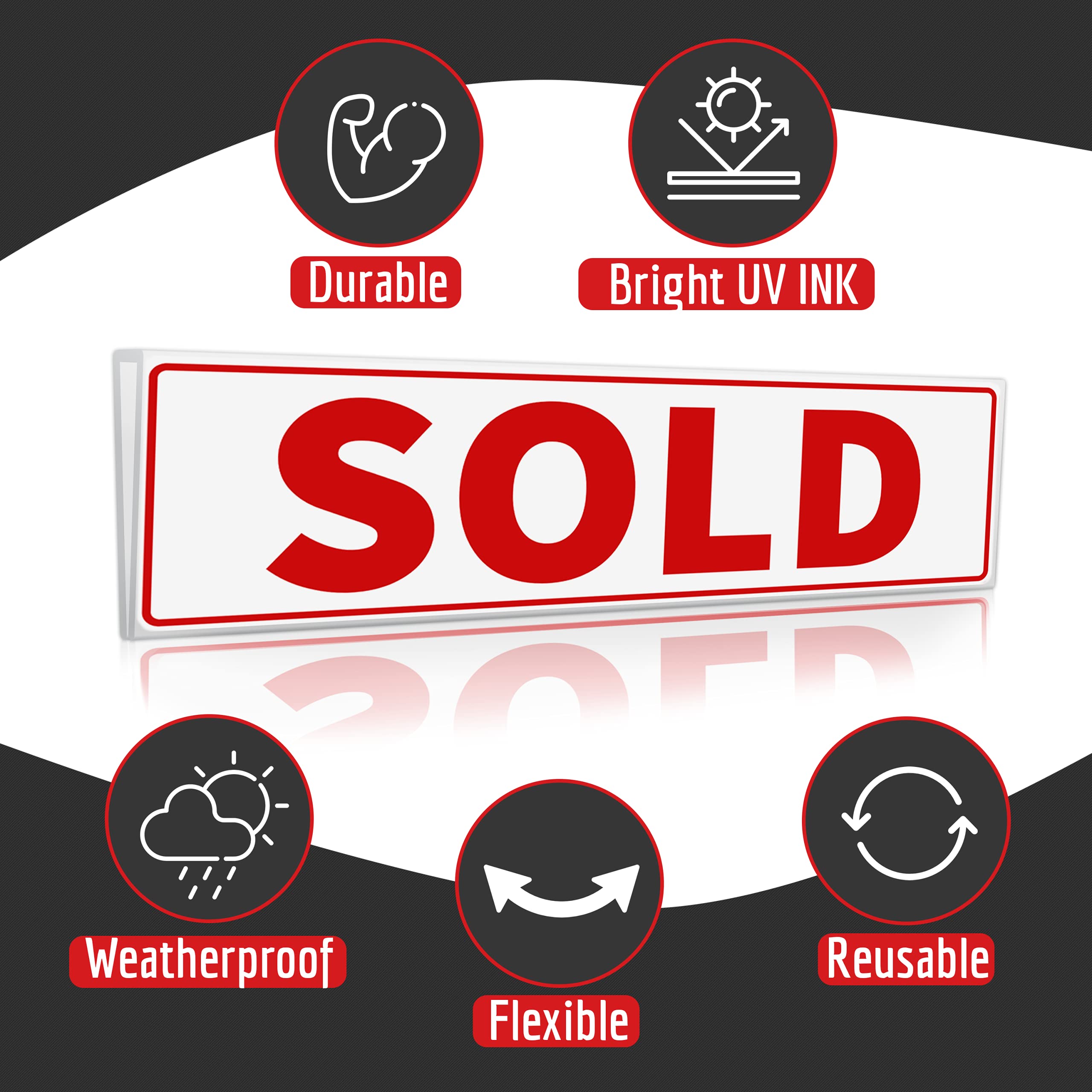 1PC - Sold Real Estate Sign Riders Sleeves, 17" x 5"- Double Sided - PVC Plastic - Sold Sign