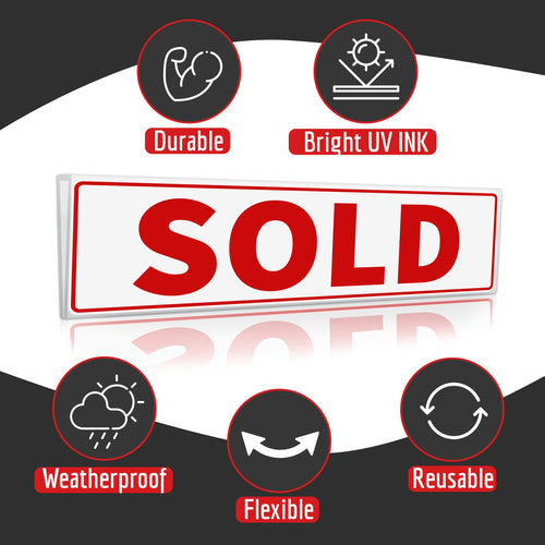 1PC - Sold Real Estate Sign Riders Sleeves, 17" x 5"- Double Sided - PVC Plastic - Sold Sign