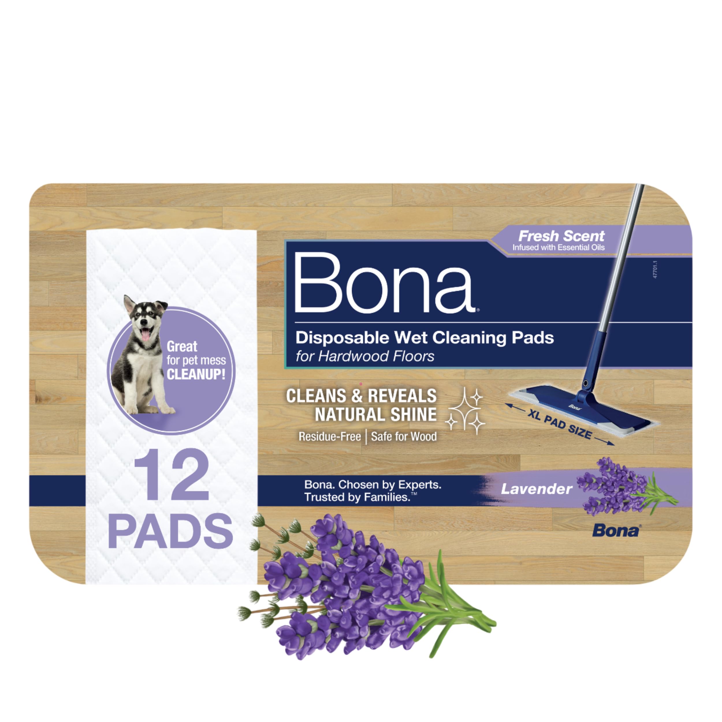 Bona® Disposable Wet Cleaning Pads for Hardwood Floors, Lavender Scent