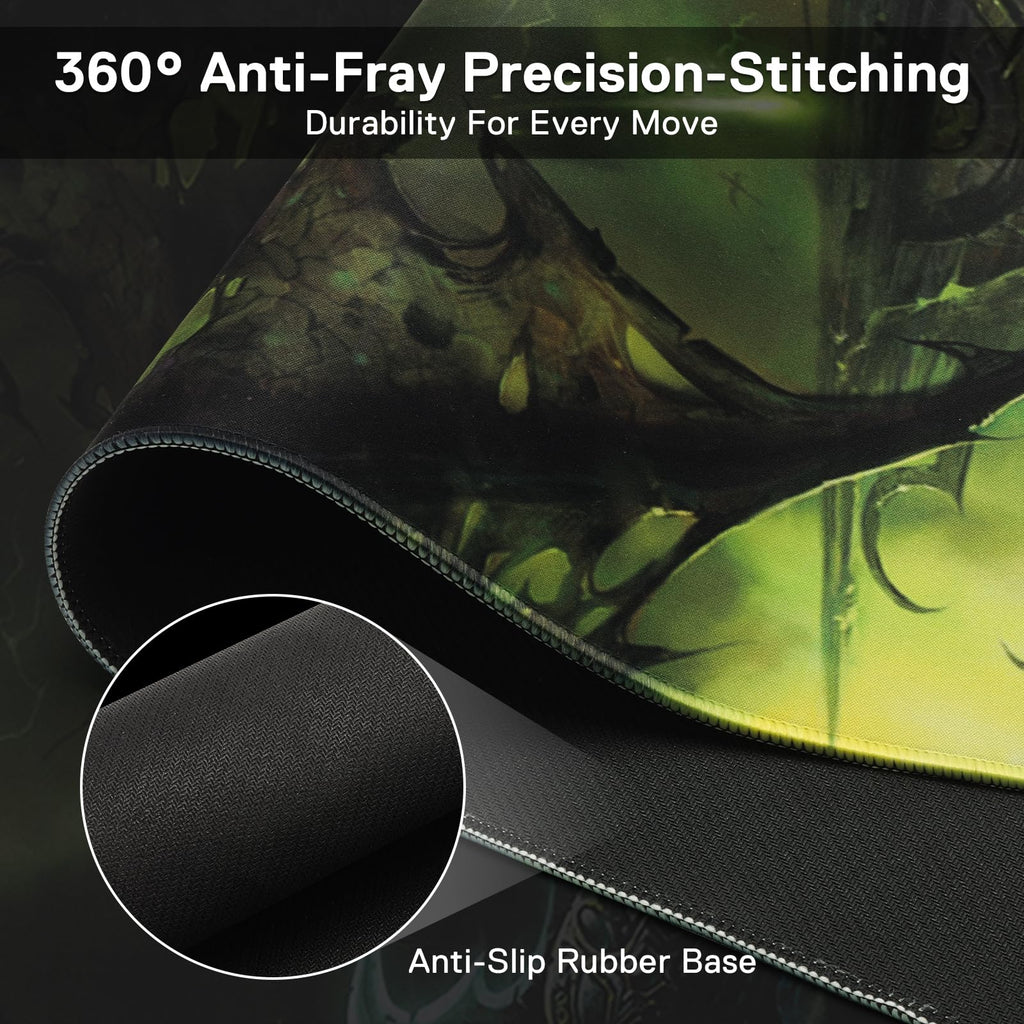 Blizzard Wow XXL Gaming Mouse Pad, Keyboard Pad for Gamer, Office & Home, Non-Slip Rubber Base, Extended Desk Mat with Stitched Edge, Easy to Clean, 80 * 30CM (Green)