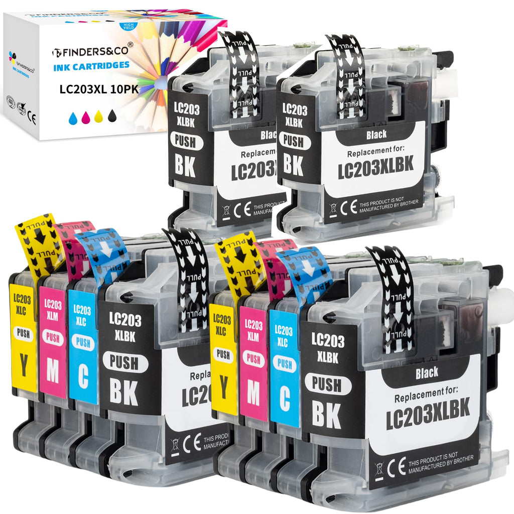 LC203 LC201 Ink Cartridges Replacement for LC201XL LC203XL Ink to Work with MFC-J460DW J480DW J485DW J680DW J880DW J885DW (4BK 2C 2M 2Y, 10 Pack)