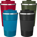 ATZNZIK 4 Pack Insulated Coffee Mug with Lid 12oz Travel Coffee Tumbler Stainless Steel Reusable Coffee Cups Thermal Coffee Mug for Hot and Iced Cold Drinks, Multicolor