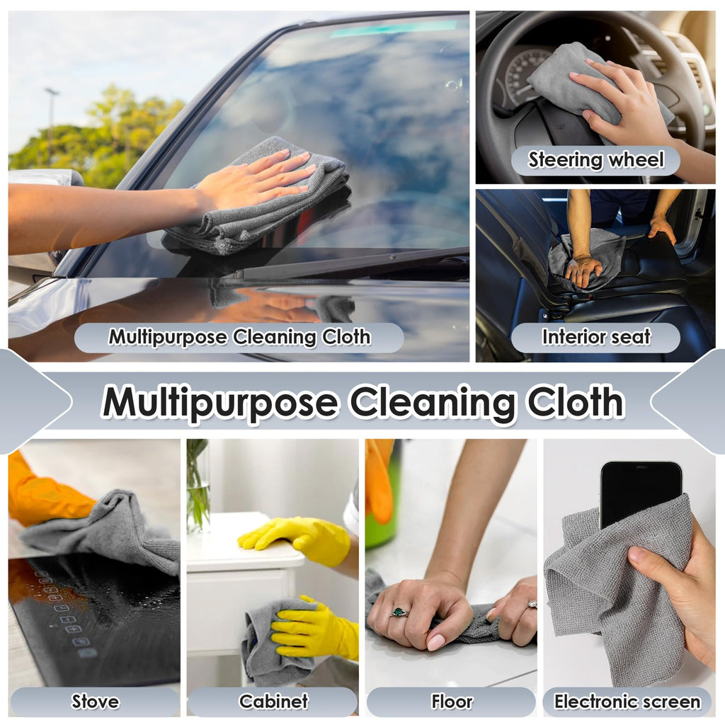65 Pack of Microfiber Cloths in a Roll, 10" x 10" Reusable Washable Cleaning Rag Tear Away Towels for Auto House Garage Dust Kitchen Bathroom, Lint-Free Not Scratch Cleaning Supplies