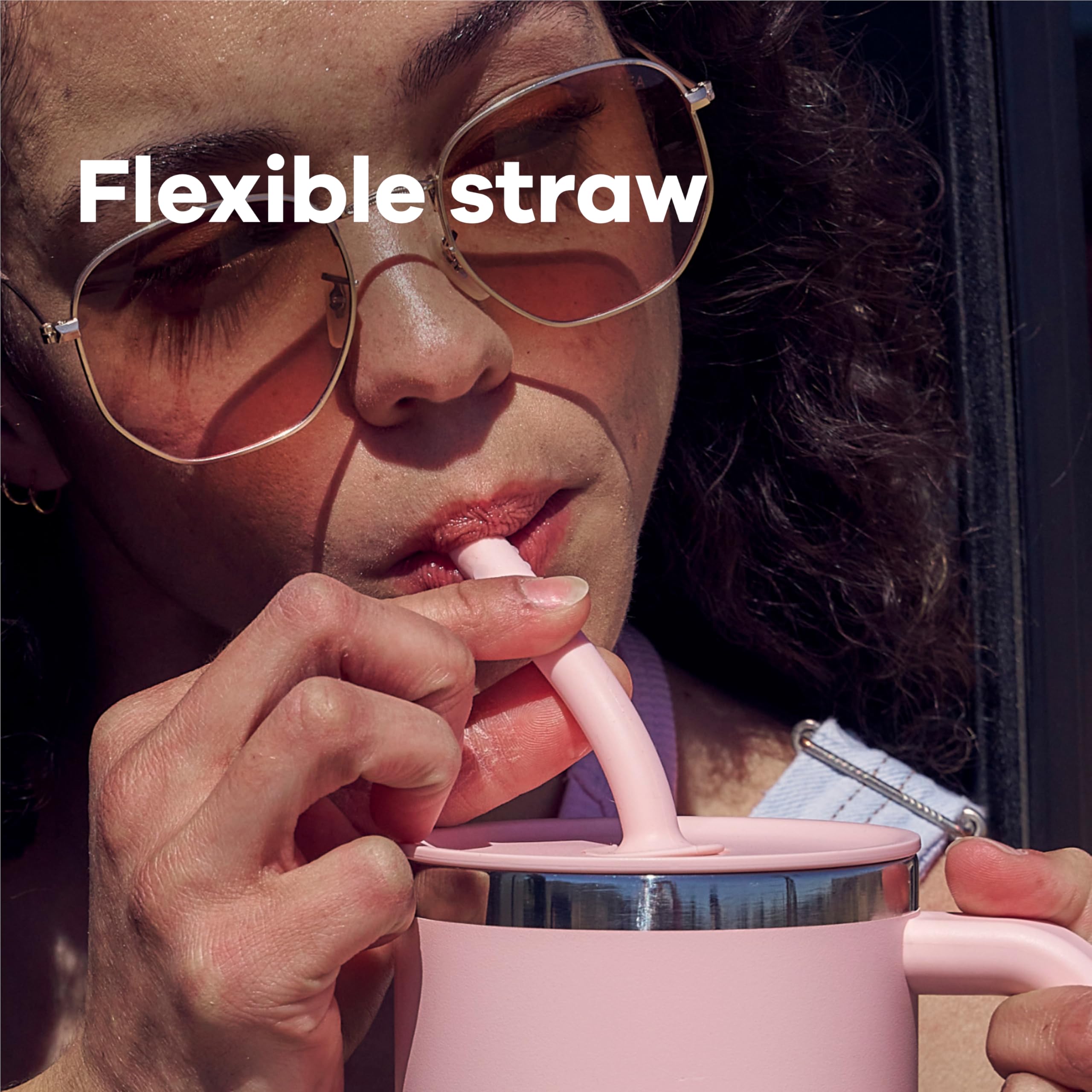 Hydro Flask 40 Oz All Around Stainless Steel Travel Tumbler with Leak Resistant Flexible Straw Press-in Lid, Black Cherry Rose Gold