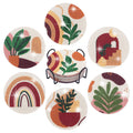 Temlum 6 Pcs Diamond Painting Coasters with Holder, DIY Abstract Plants Coasters Diamond Art Kits for Beginners, Adults Small Diamond Painting Craft Supplies
