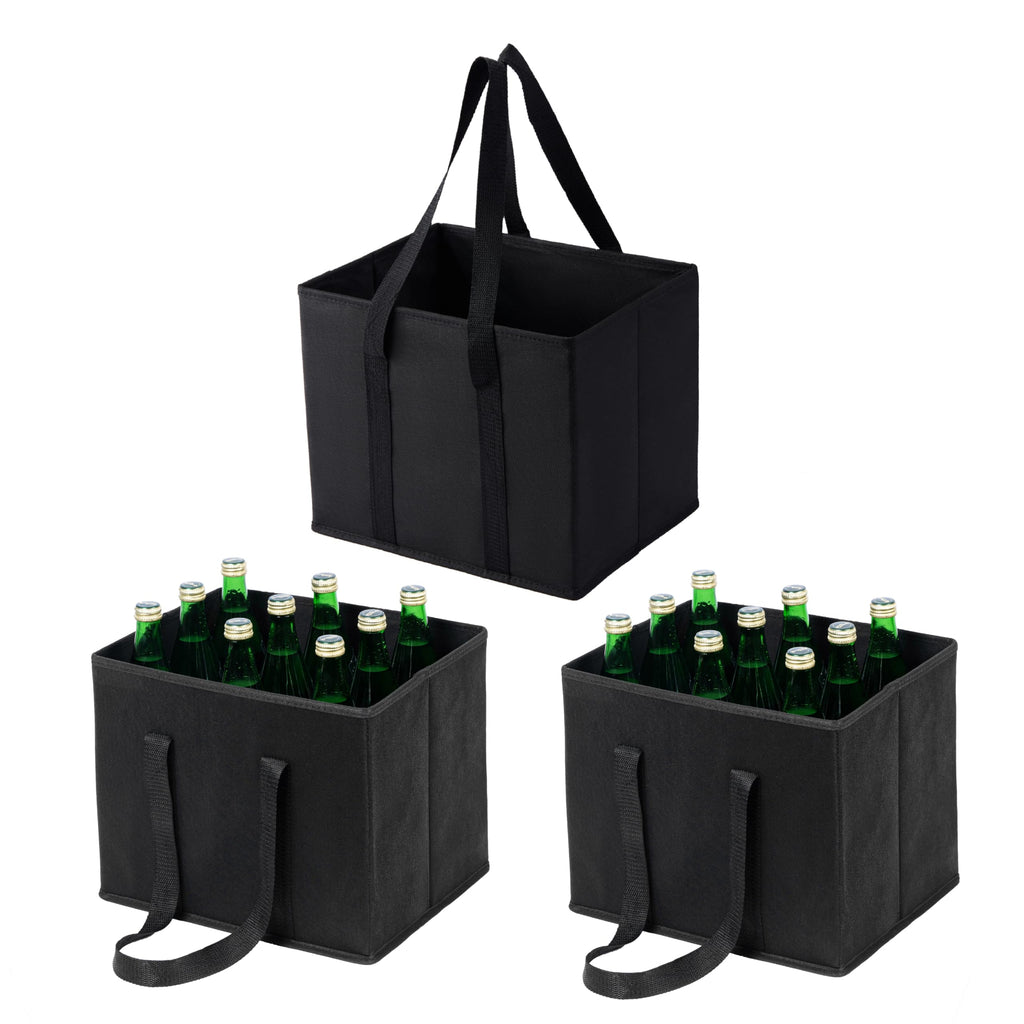 VENO 3-Pack Reusable Grocery Bag, Heavy Duty Shopping Bag, Shopping Cart Organizer, Foldable Grocery Tote Bag with Reinforced Hard Bottom