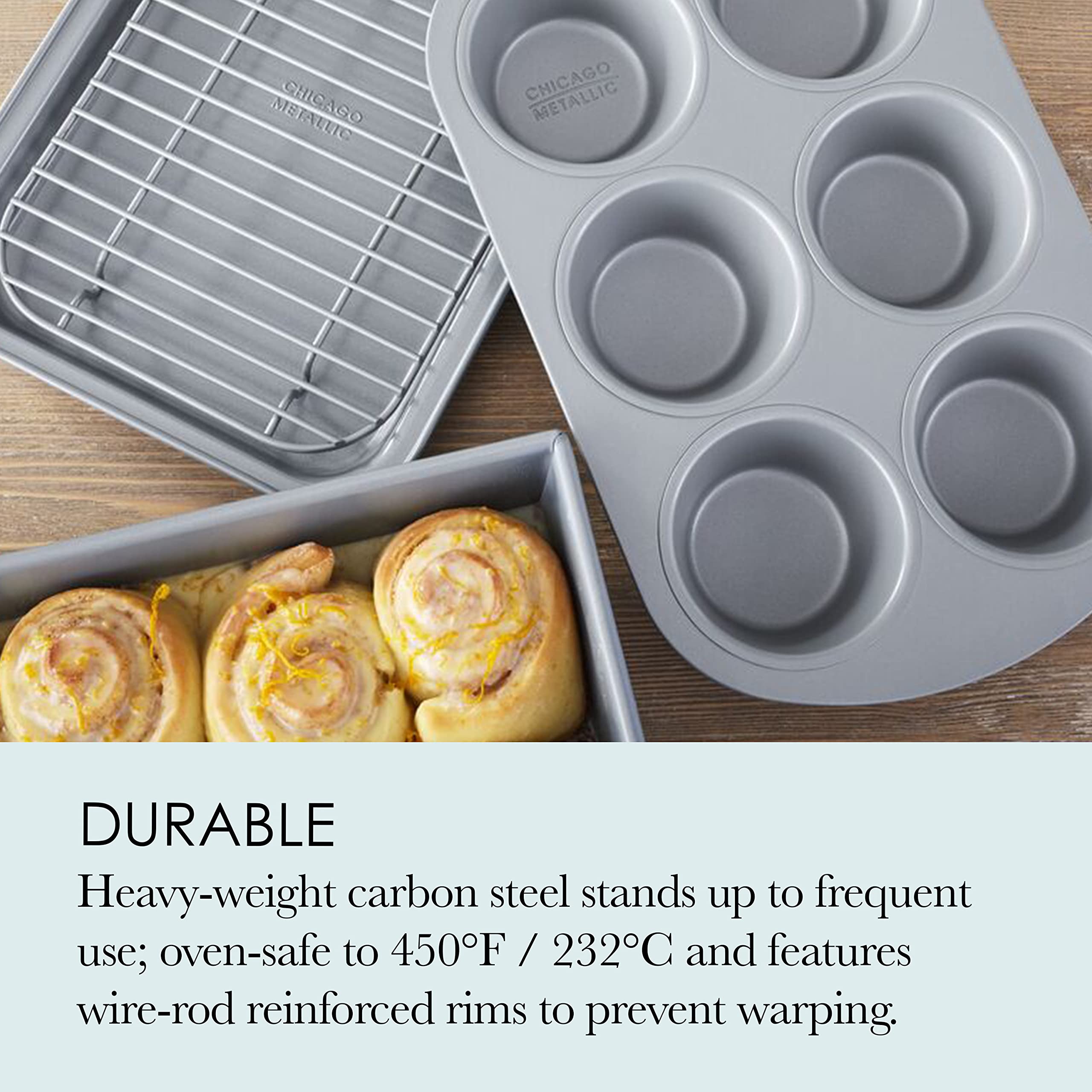 Chicago Metallic 8044 Non-Stick Toaster Oven Set, 4-Piece