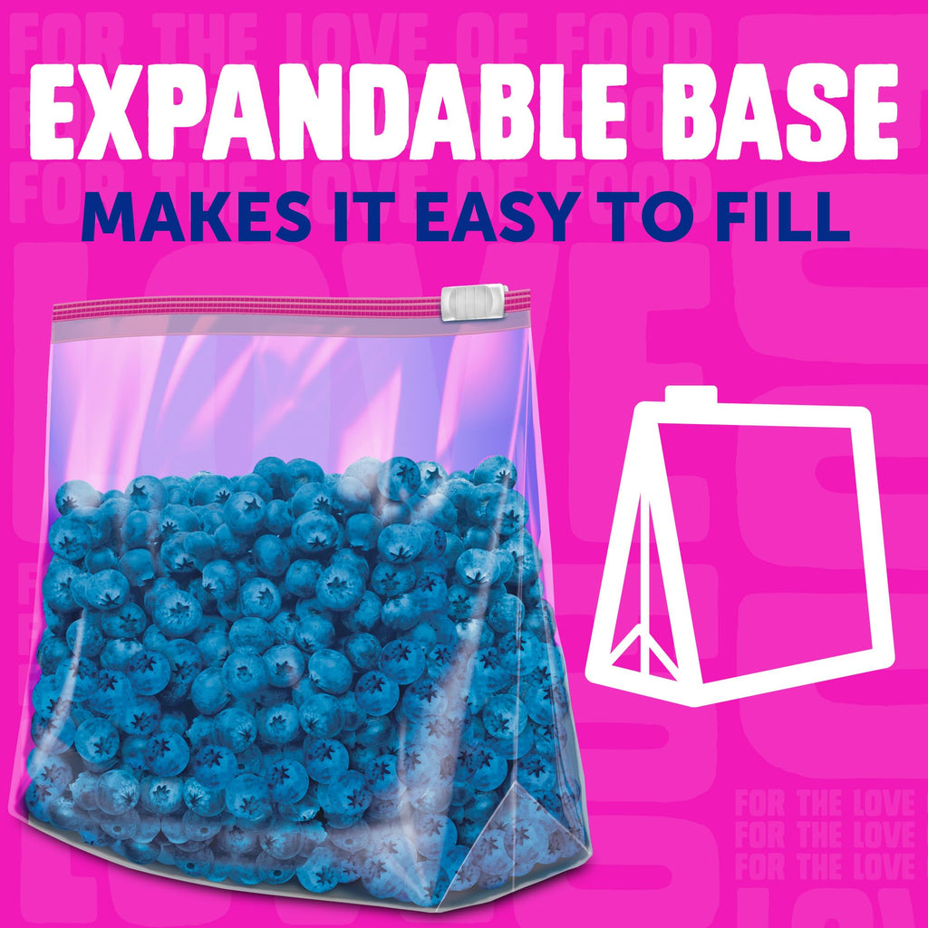 Ziploc Large Food Storage Slider Bags, Puncture-Resistant with Easy Close Slider, Expandable Bottom, BPA Free, Microwave Safe, 45 Count