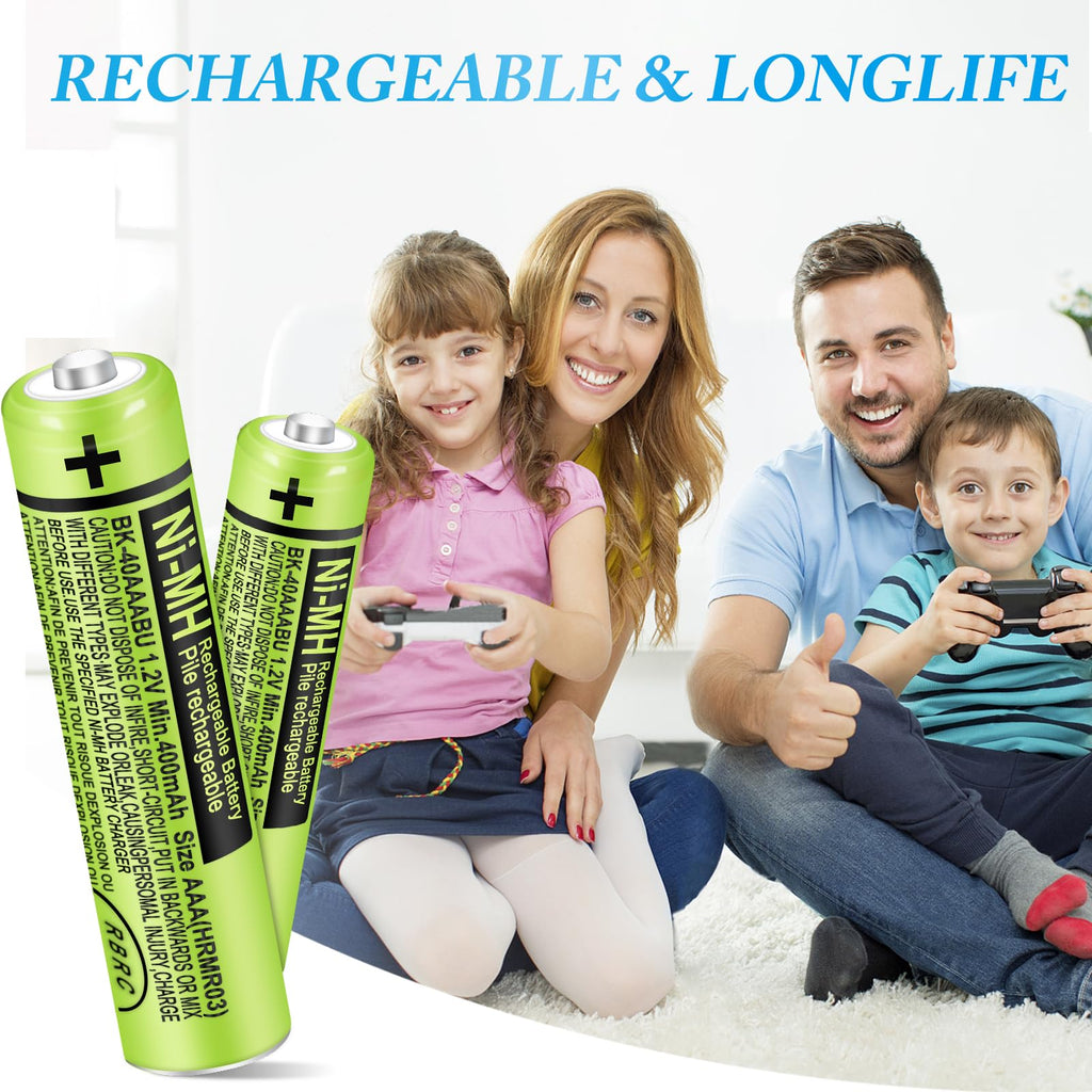 EOCIK 12 Pack BK-40AAABU NI-MH Rechargeable AAA Batteries for Panasonic, 400mAh 1.2V NI-MH AAA Rechargeable Batteries for Panasonic Cordless Phones,Remote Controls, Electronics
