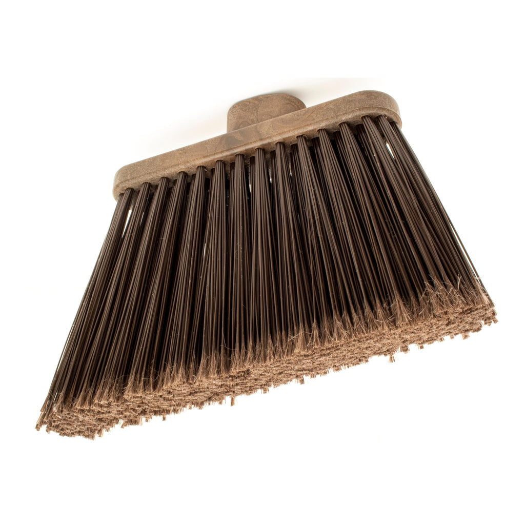 SPARTA Plastic Broom Head, Angled, Flagged for Small Debris Indoor, Outdoor, Home, Restaurant, Lobby, Office, 12 Inches, Brown