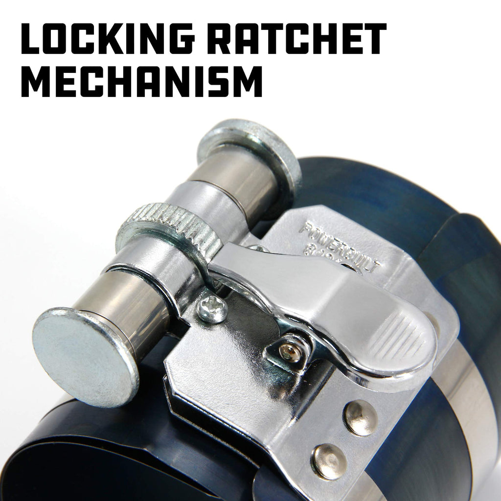 Powerbuilt Piston Ring Compressor, 2 Inch to 5 Inch Diameter, Compress Pistons, Ratcheting Lock, Release Lever, Slide into Cylinder - 648433