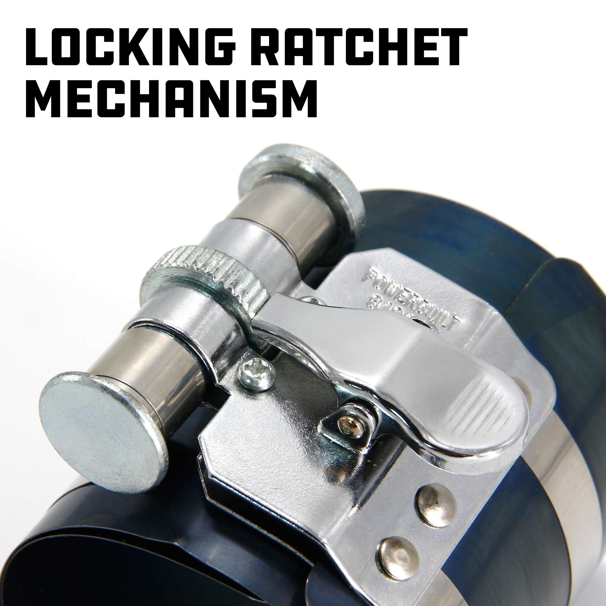 Powerbuilt Piston Ring Compressor, 2 Inch to 5 Inch Diameter, Compress Pistons, Ratcheting Lock, Release Lever, Slide into Cylinder - 648433