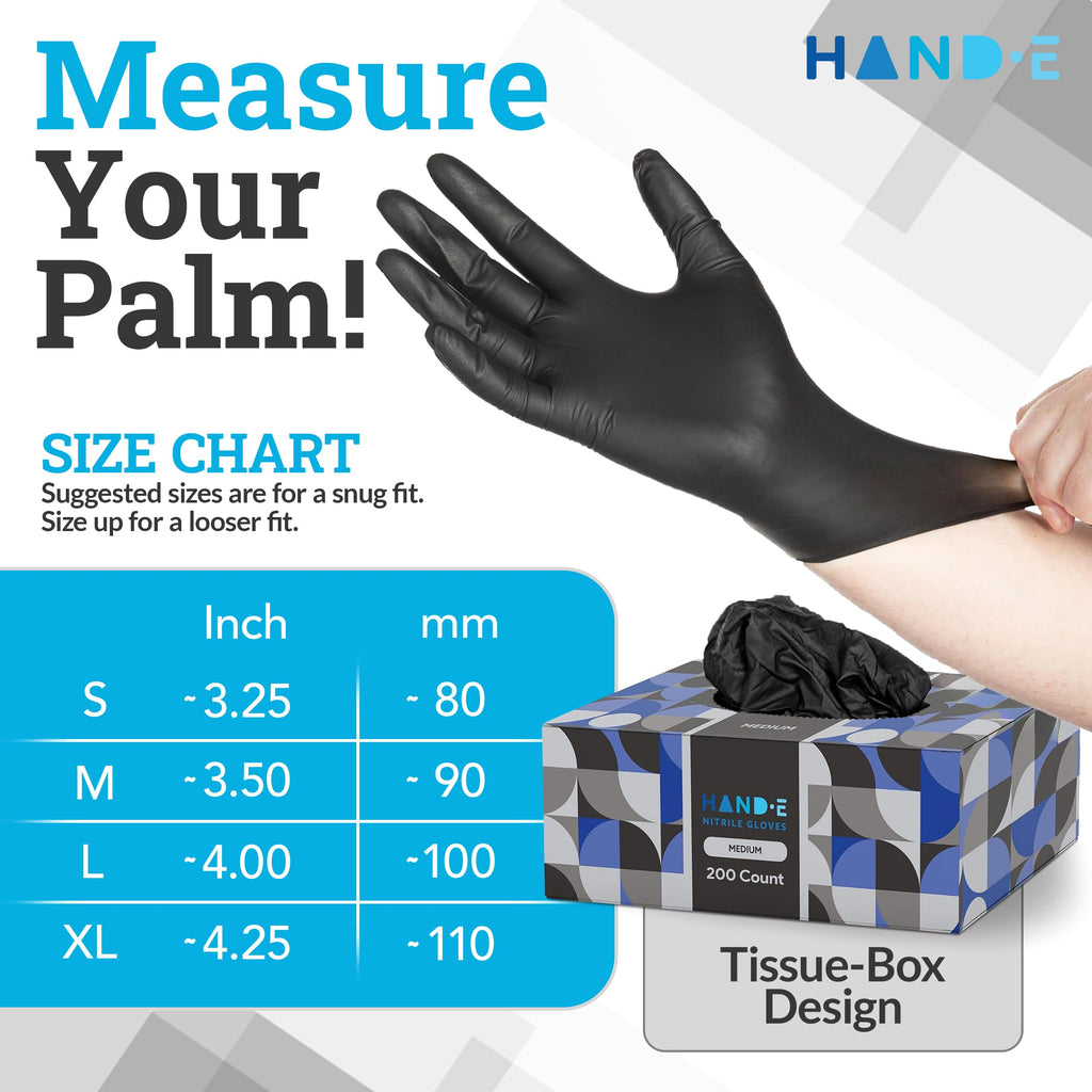 Black Nitrile Disposable Gloves Small, 200 Count - BBQ, Tattoo, Hair Dye, Cooking, Mechanic Gloves - Powder and Latex Free Gloves