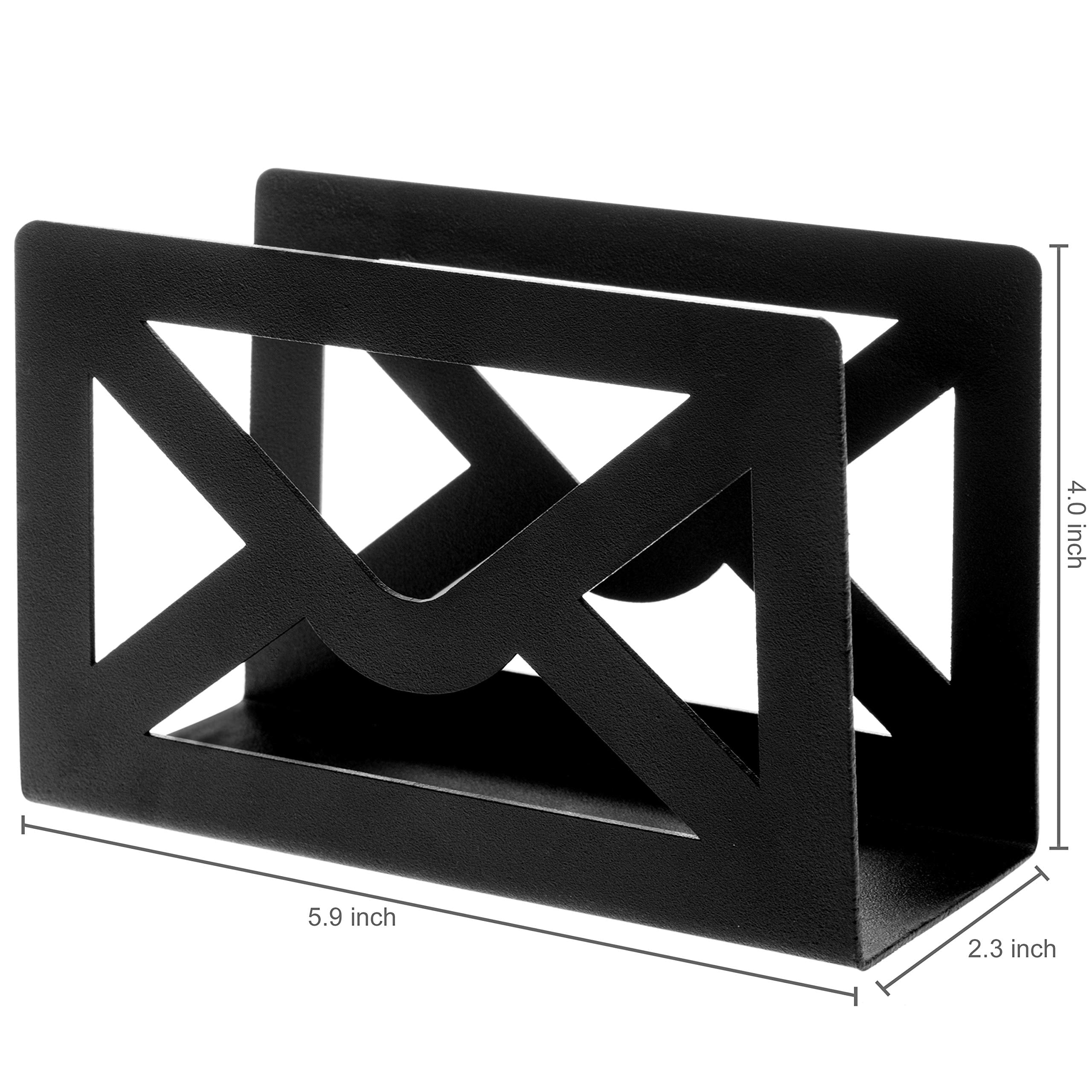 MyGift Modern Cutout Envelope-Design Black Metal Desktop Letter Holder