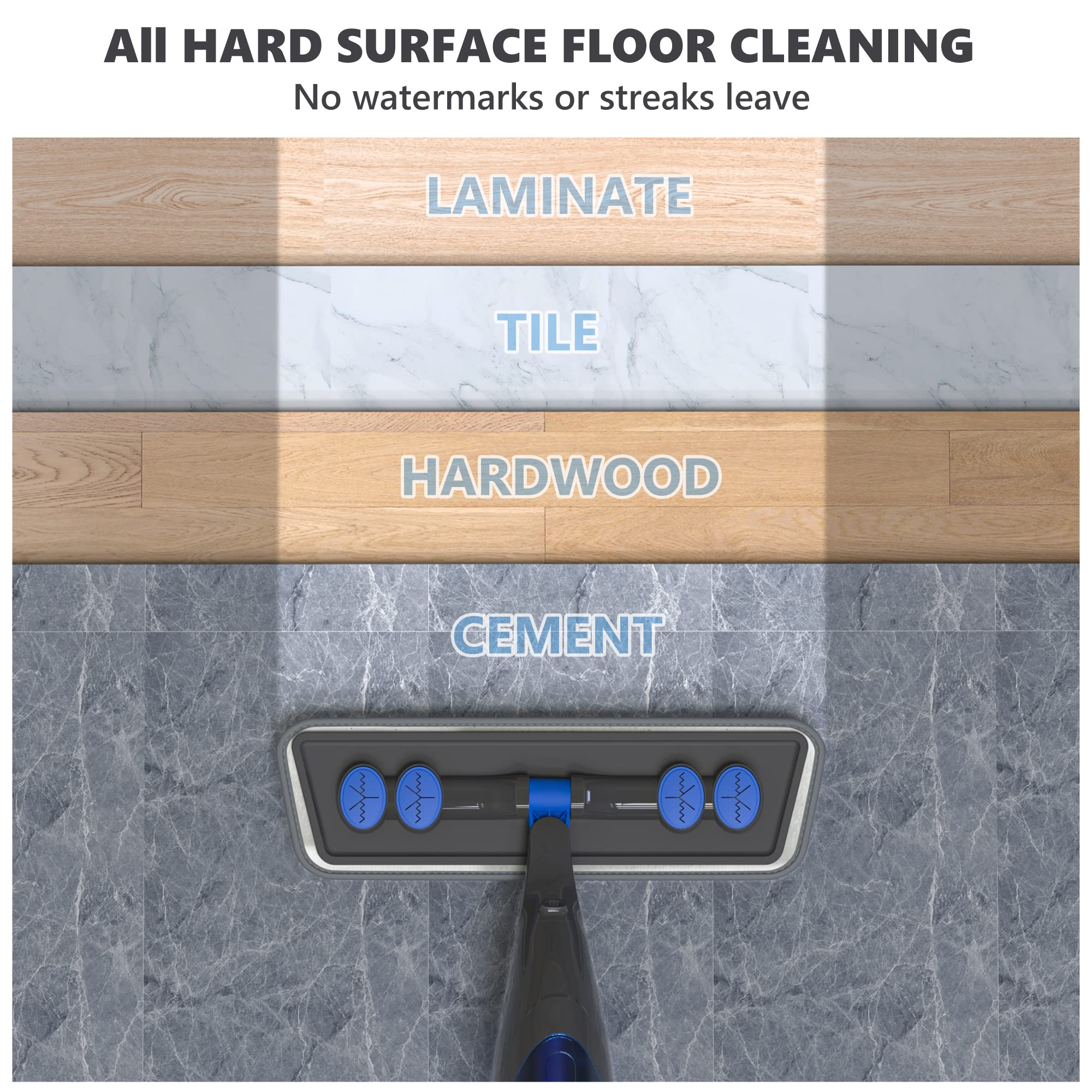 Spray Mops for Cleaning Floors: Papclean Floor Mop for Wet Dry Household - 4 Microfiber Pads 635ML Refillable Bottle for Hardwood Laminate Vinyl Apartment Kitchen Bathroom Cleaning