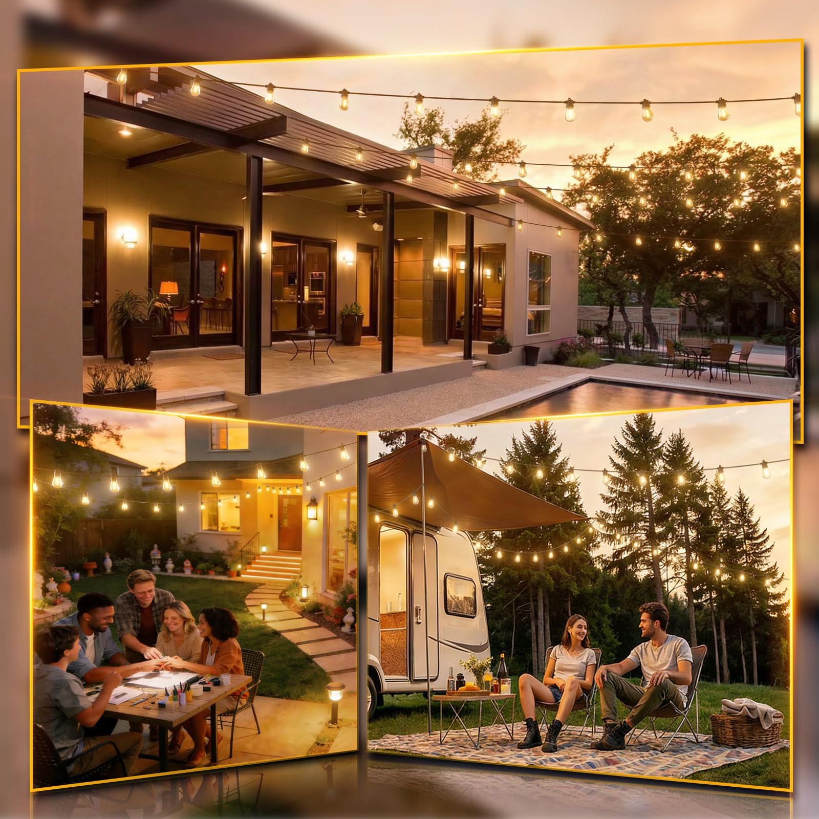 addlon 50FT LED Outdoor String Lights Waterproof Patio Lights with 16+1 Edison Shatterproof Bulbs, Commercial Grade Weatherproof Strand, ETL Listed Decorative for Garden or Patio