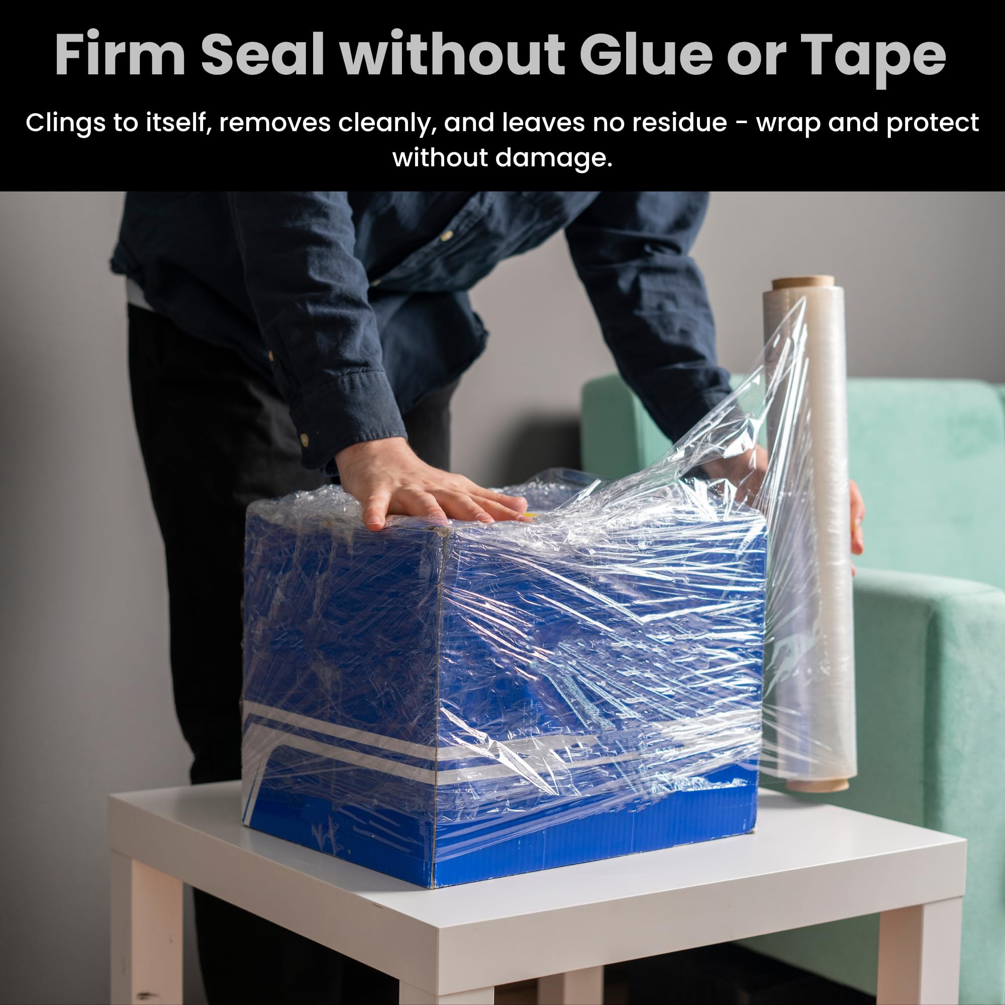 1 Jumbo Roll 20" Width | Heavy Duty 23 Micron | Multipurpose Stretch Film x 5 Times Stretching Length| Clear Shrink Wrap | Perfect for Household, Pallet Packing 1 - Roll