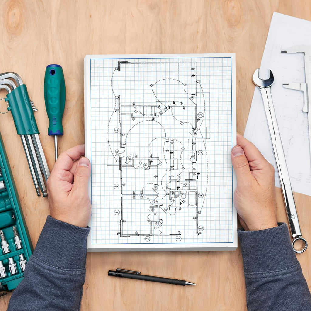 Graph Paper Pad for Blueprint Drawings, Drafting, Engineering Drawing, and Planning - Graph Paper 11x17 Blueprint Quadrille Grid Paper Pads with Blue Lines, High Brightness 50 Sheets (1-Pack)