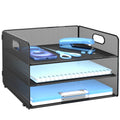 Desk Organizer, 3-Tier Letter Paper Tray Organizer, Desk Organizers and Accessories, Mesh Desktop File Organizer and Storage for Office Supplies (3 Tier Desk Organizer-Black)