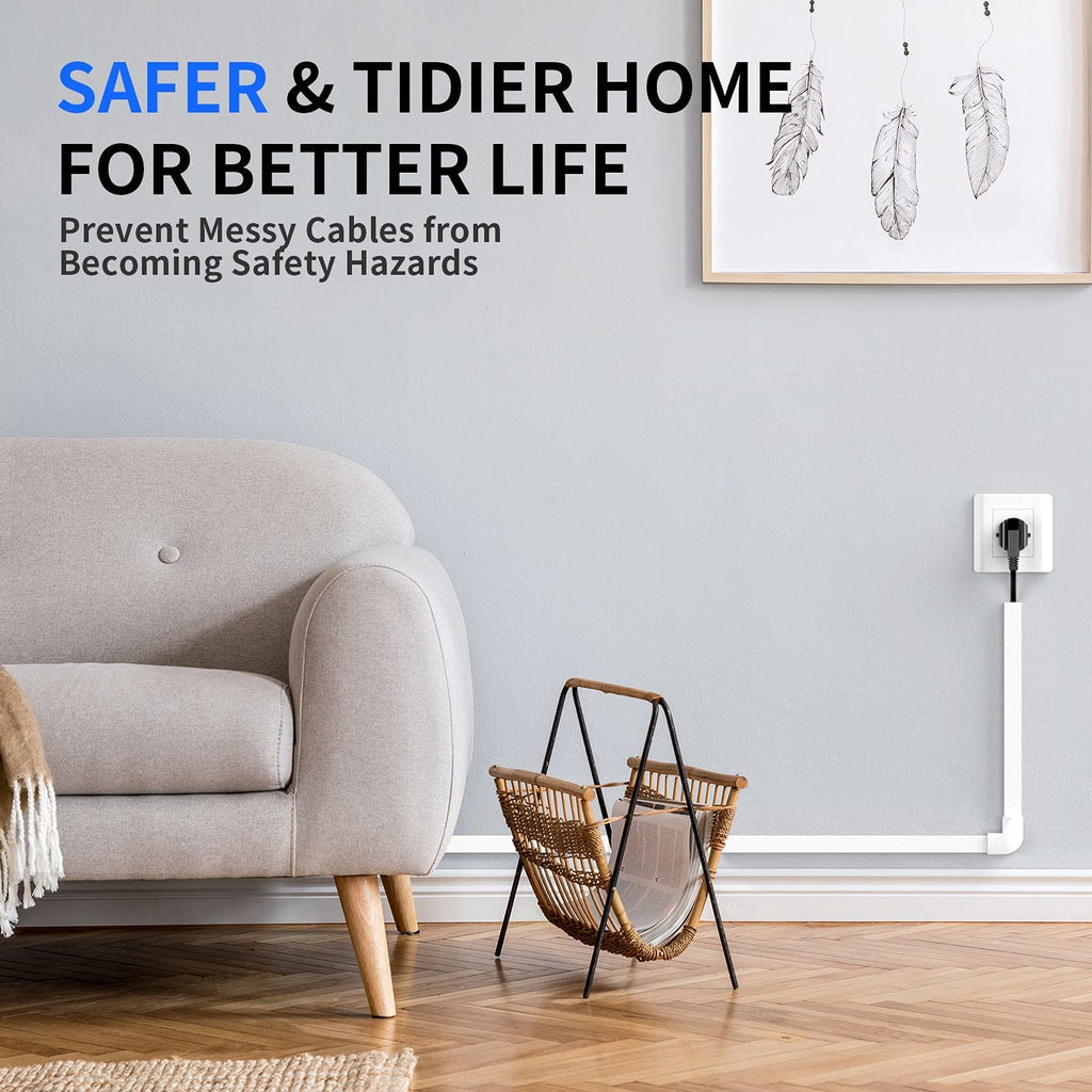 One-Cord Channel Cord Hider Wall, Delamu 142in Cable Cover, Cable Concealer Raceway, Cable Hider, Paintable Wire Covers for Wall Mounted TV, Cable Management System, 9xL15.7 W0.59 H0.4in, CC03 White
