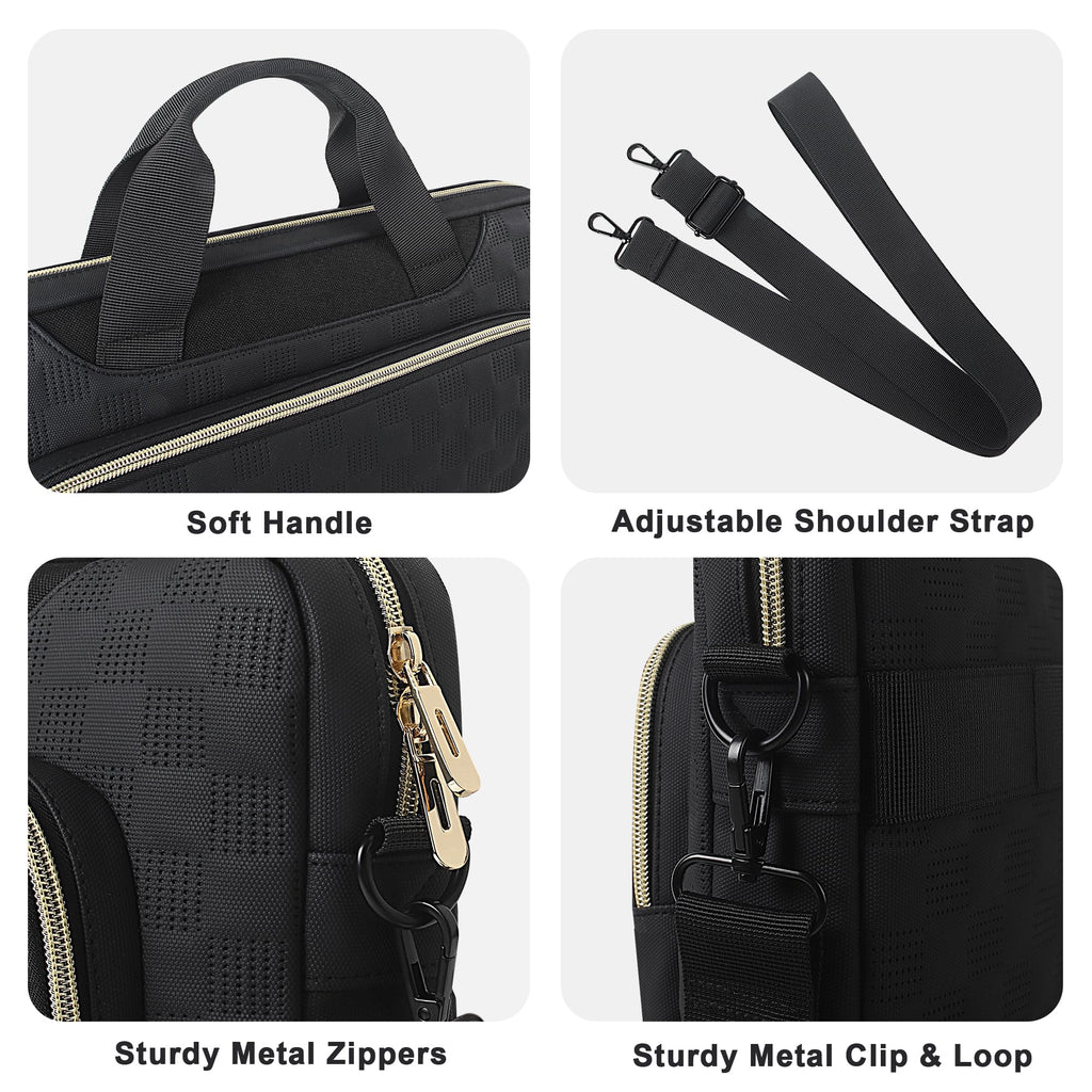 DOMISO 17 inch Laptop Bag 17.3 inch Laptop Sleeve Waterproof Laptop Shoulder Bag 17 inch Laptop Case for Men Women Business Office Work Computer Bag 17 Inch Adjustable Messenger Bag, Black