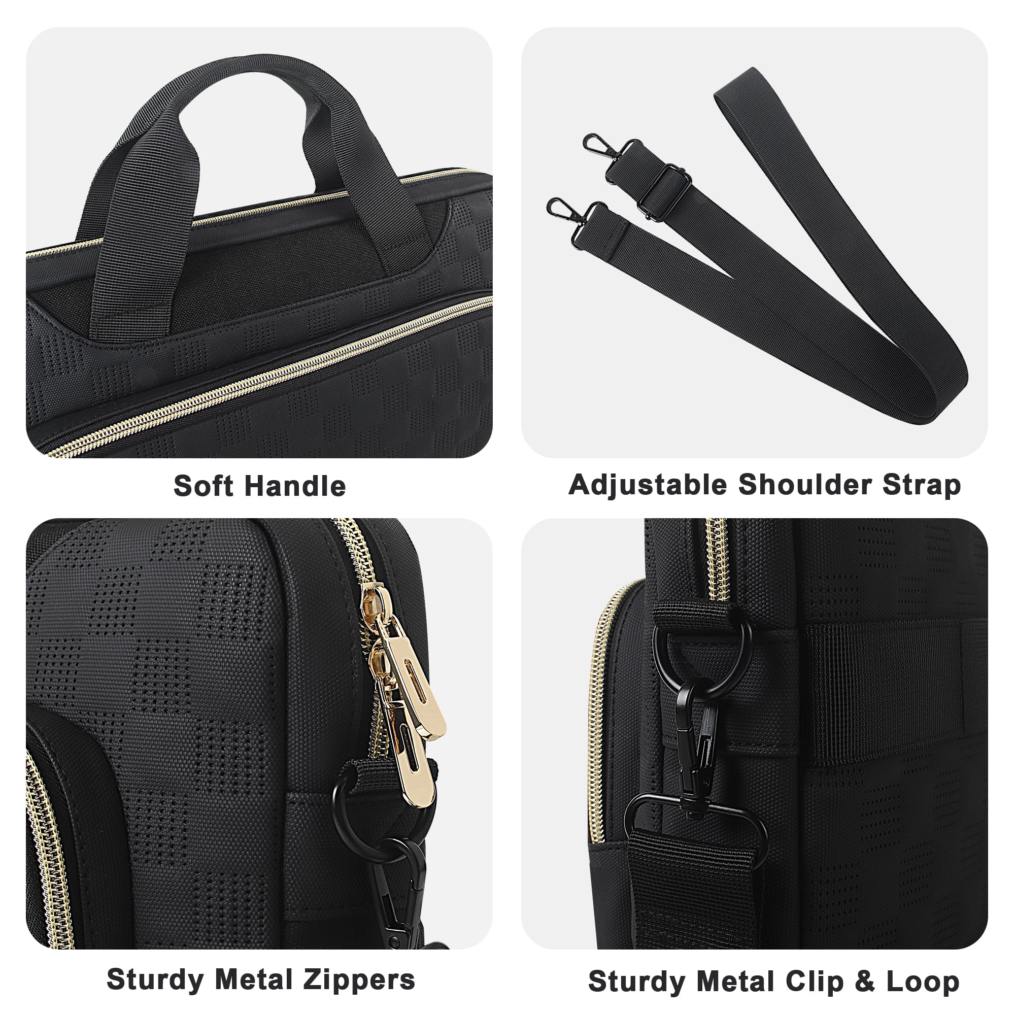 DOMISO 17 inch Laptop Bag 17.3 inch Laptop Sleeve Waterproof Laptop Shoulder Bag 17 inch Laptop Case for Men Women Business Office Work Computer Bag 17 Inch Adjustable Messenger Bag, Black