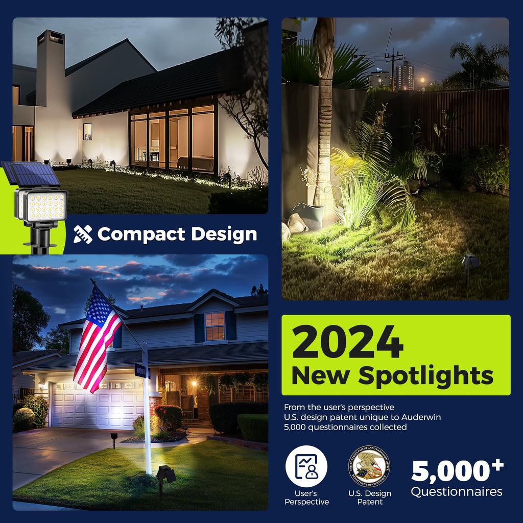 COOZAMING Solar Spot Lights Outdoor Waterproof for Flag, Tree, House, Garden, Yard, Landscape Spotlights for Accent Uplighting Halloween Christmas Decorations-1 Pack