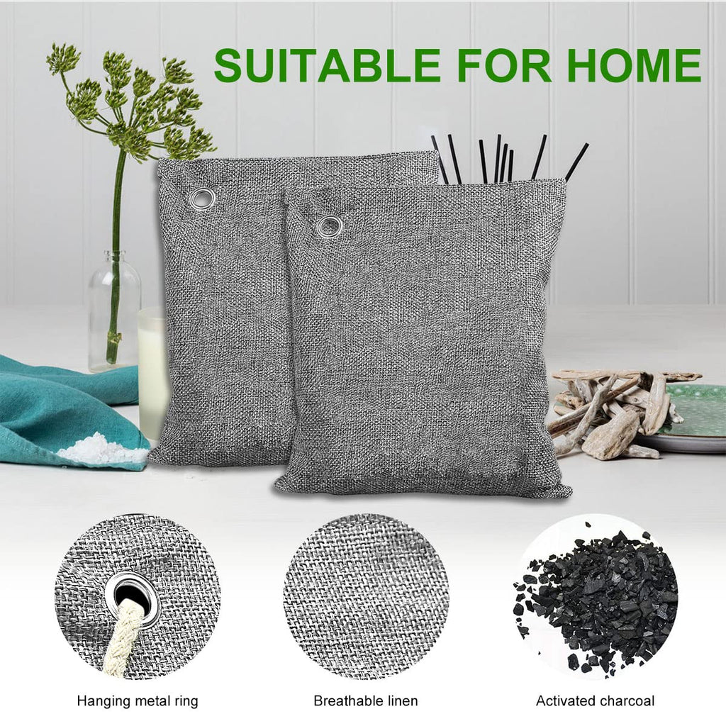 4 Pack Nature Fresh Charcoal Bags total 800g Odor Absorber Bamboo Charcoal Air Purifying Bags, Nature Fresh Charcoal Bag Air Freshener, Odors, Moisture Absorber for Home, Car, Pets, Room, Closet