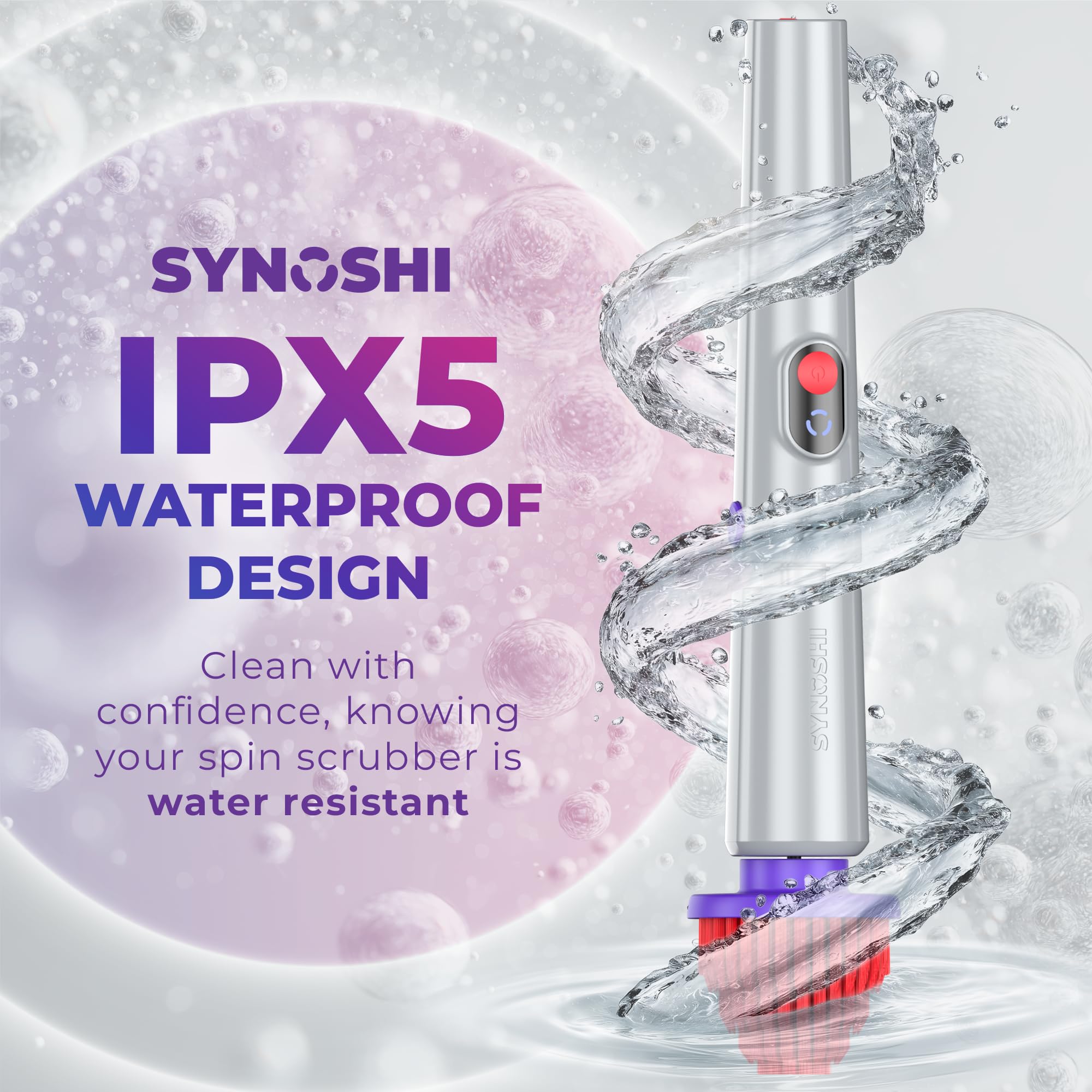 Synoshi PRO Cone Brush Heads Set (2 Units) for Electric Spin Scrubber Bathroom & Shower Cleaning Brush Universal Cleaning for Kitchen, Floors