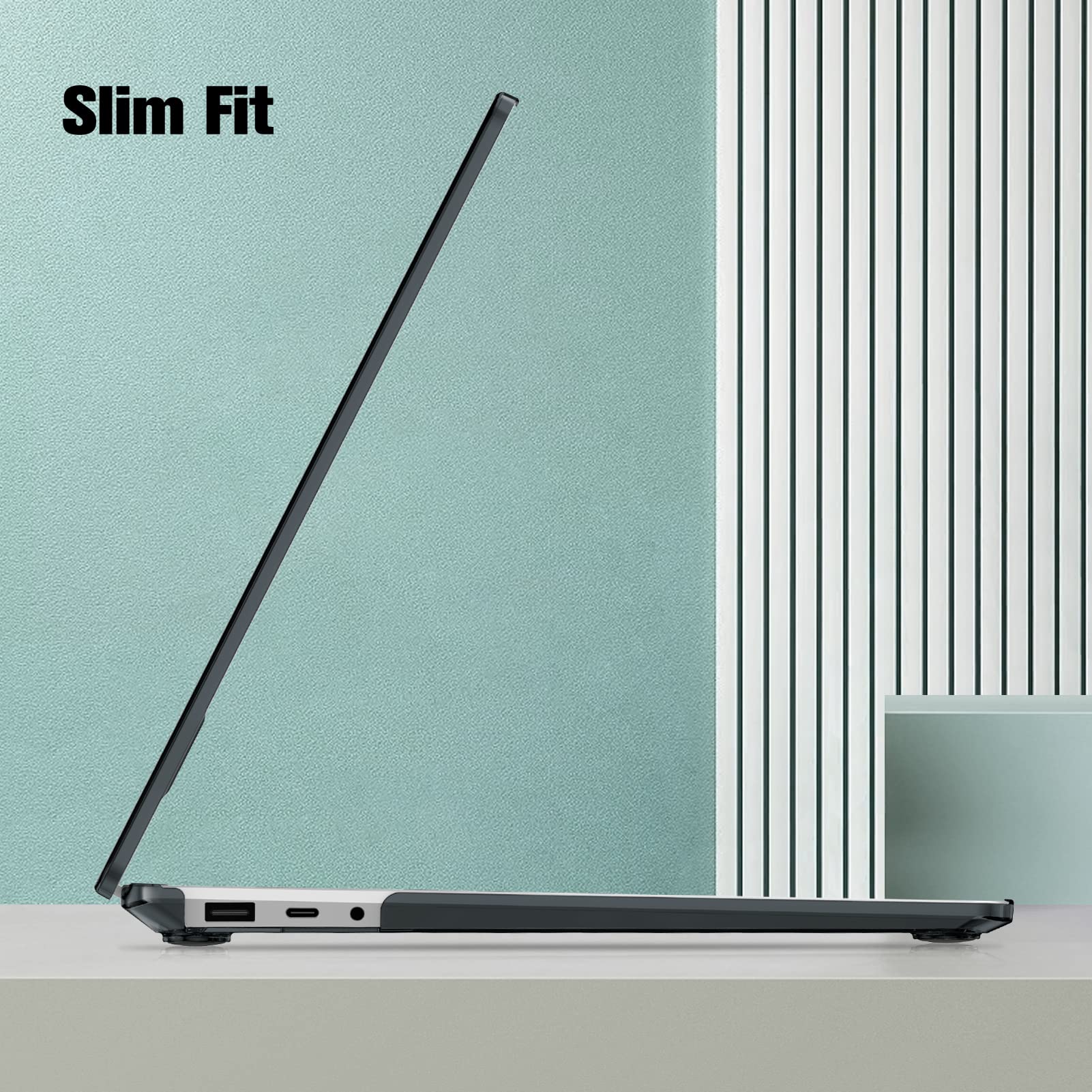 Fintie Case for 13.5 Inch Microsoft Surface Laptop 5/4/3 with Metal Keyboard - Protective Slim Snap On Hard Shell Cover, Crystal Black