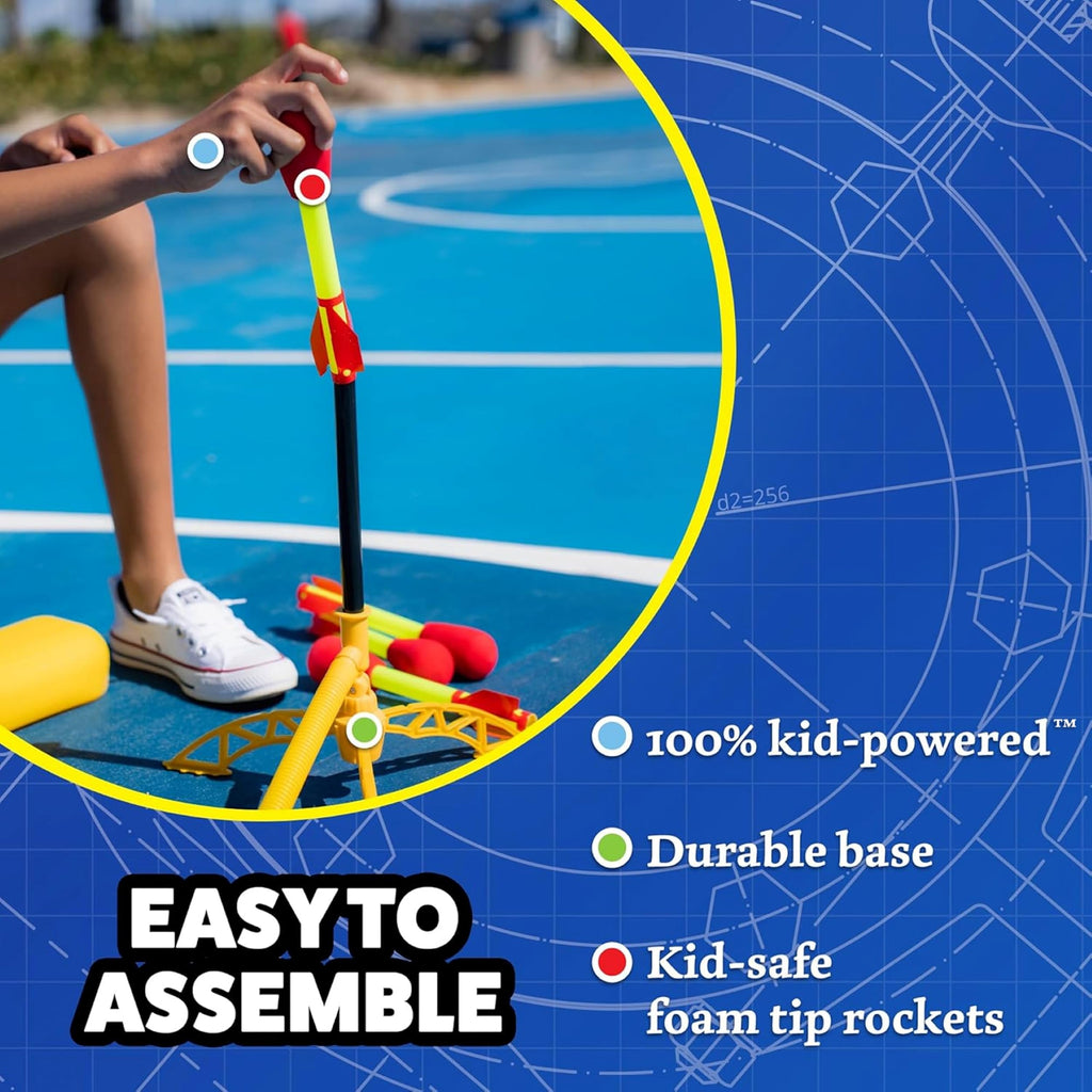 The Original Stomp Rocket® Ultra Rocket, 4 Rockets - Outdoor Rocket Toy Gift for Boys and Girls Ages 5 Years and Up - Comes with Toy Rocket Launcher