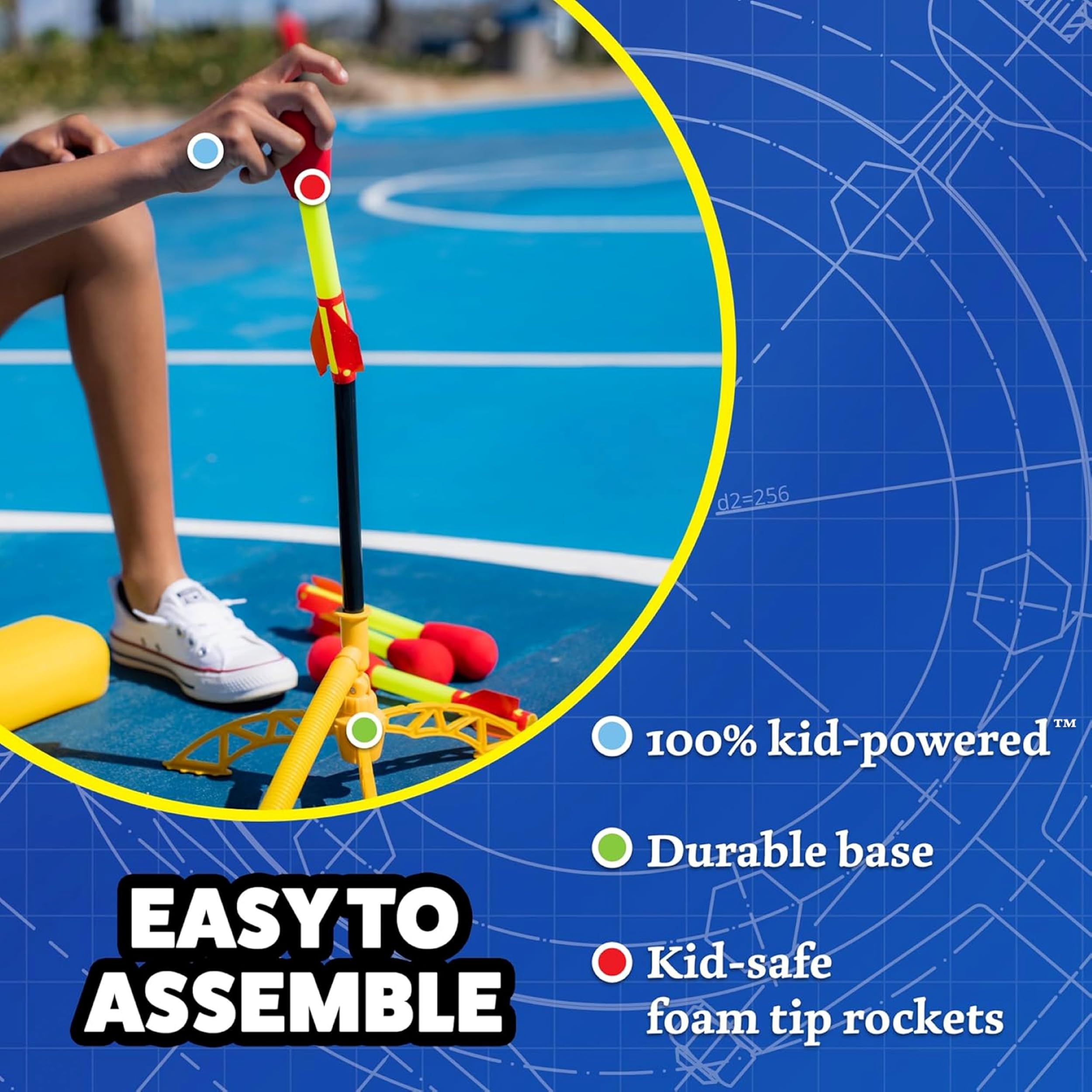The Original Stomp Rocket® Ultra Rocket, 4 Rockets - Outdoor Rocket Toy Gift for Boys and Girls Ages 5 Years and Up - Comes with Toy Rocket Launcher