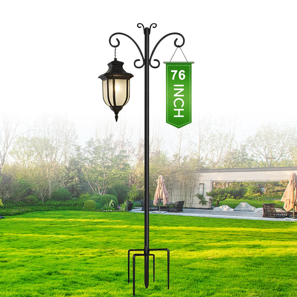 76" Shepherds Hooks for Outdoor with 5 Prong Base, Heavy-Duty Metal Bird Feeder Pole Stand for Hanging Plant, Flower Pots, Lanterns, Wind Chime, Weddings Decor