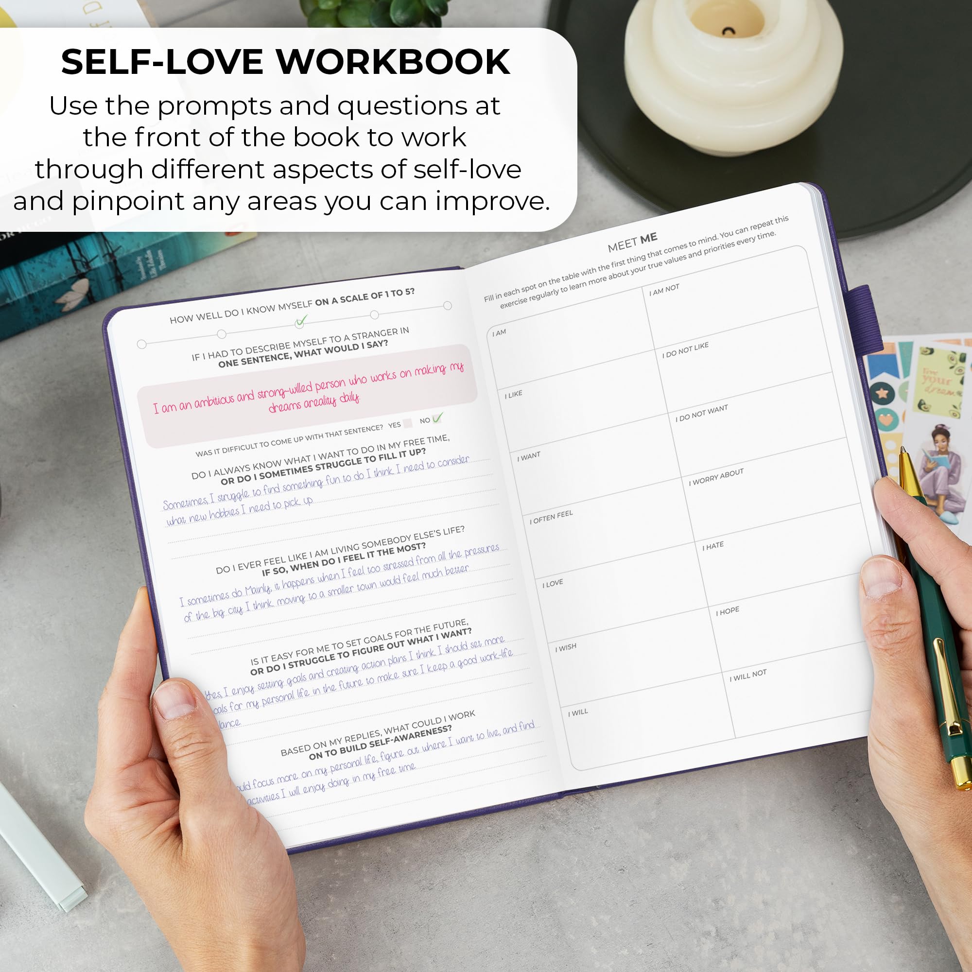 Clever Fox Self-love Journal - Guided Self-Discovery for Care, Reflection & Help - Mental Health Practice Gratitude, Mindfulness & Improvement - A5 Size - Purple