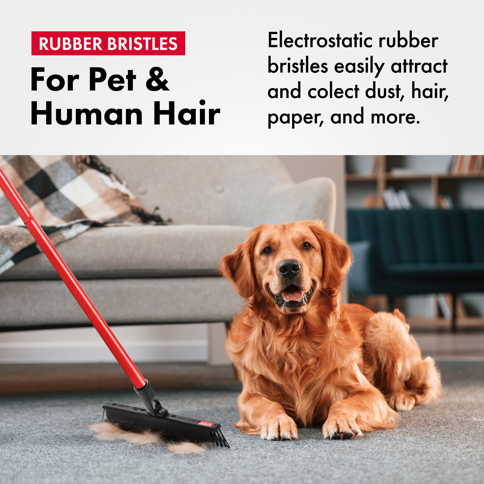 Tyroler Japanese Silicone Broom | 30cm Head | 140cm Aluminium Anti-Rust 4-Part Handle | Perfect Pet Hair Removal Broom for Patio, Hardwood Floors, Carpet Rake, Decks (Black - Rubber)