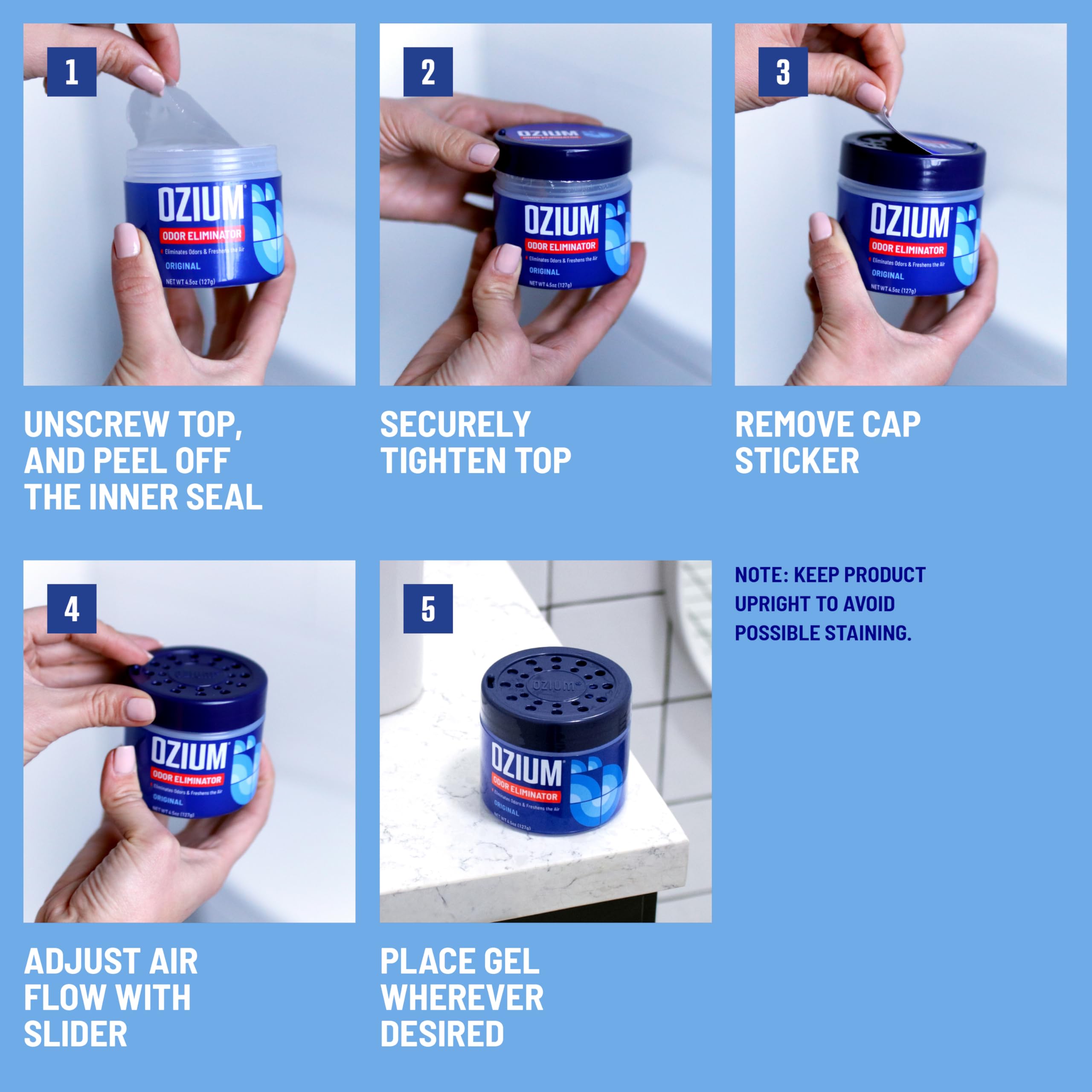 Ozium 4.5 Oz. 4 Pack Odor Eliminating Gel for Homes, Cars, Offices and More, Outdoor Essence, 4 Pack