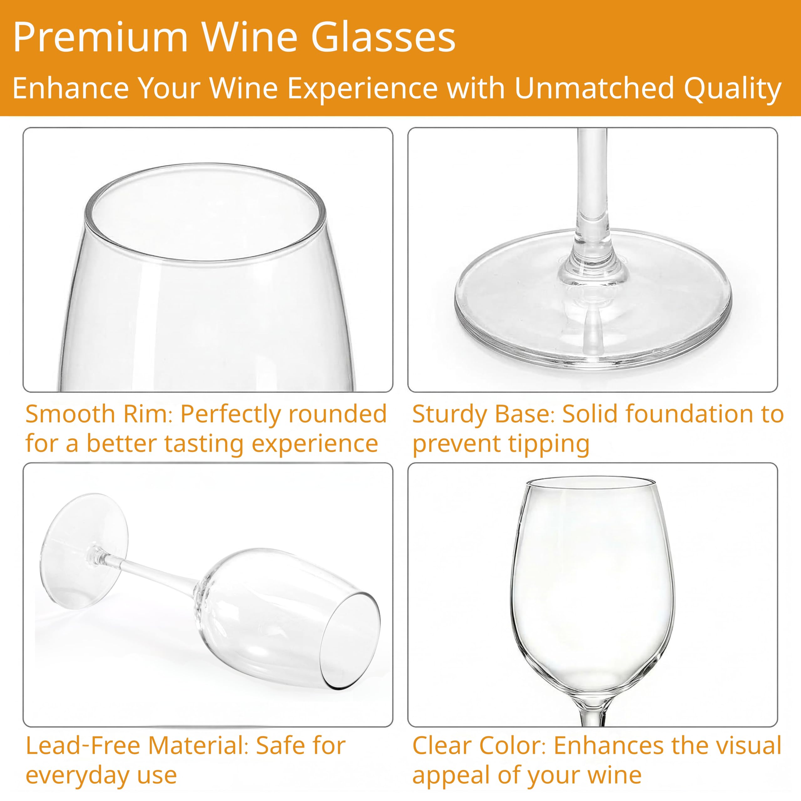 ZEAYEA 4 Pack Unbreakable Stemmed Wine Glasses, 12 oz Plastic Red Wine Glasses, Reusable Champagne Glasses, Outdoor Wine Goblets, BPA-Free Drink Glasses for Party Holiday Wedding Picnic