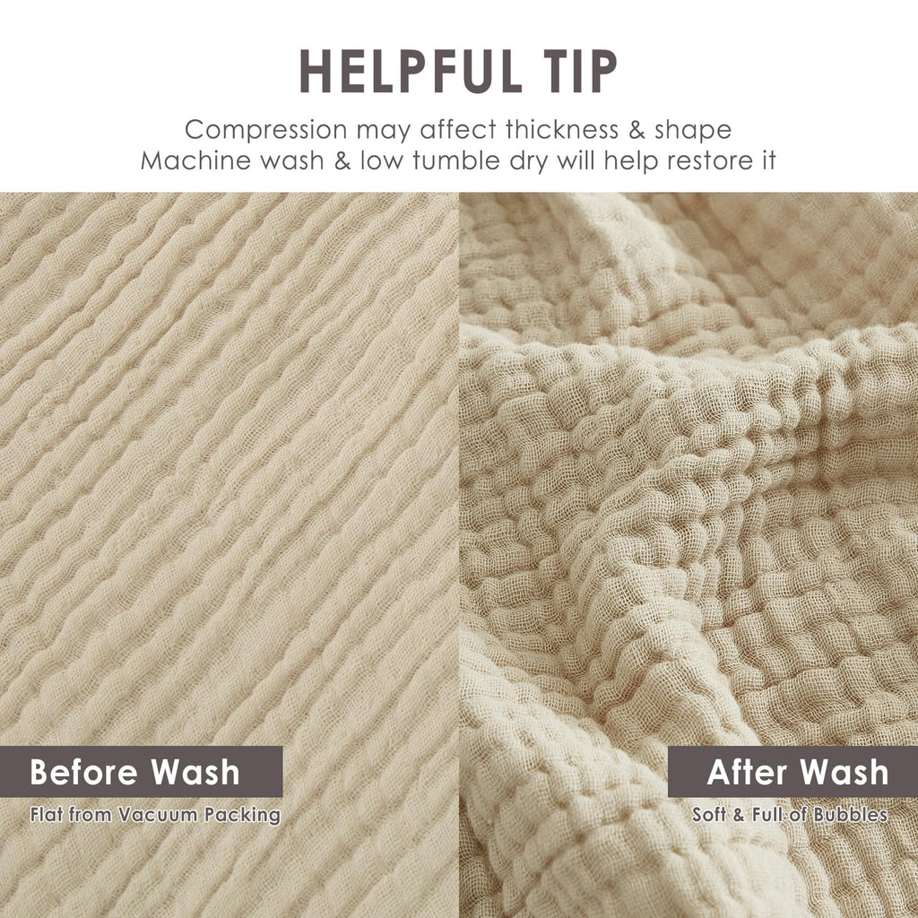 EMME Cotton Throw Blanket Gifts for Women 100% Muslin for Couch Breathable Gauze All Season Soft and Lightweight Pre-Washed（Throw XL 50"x71"）