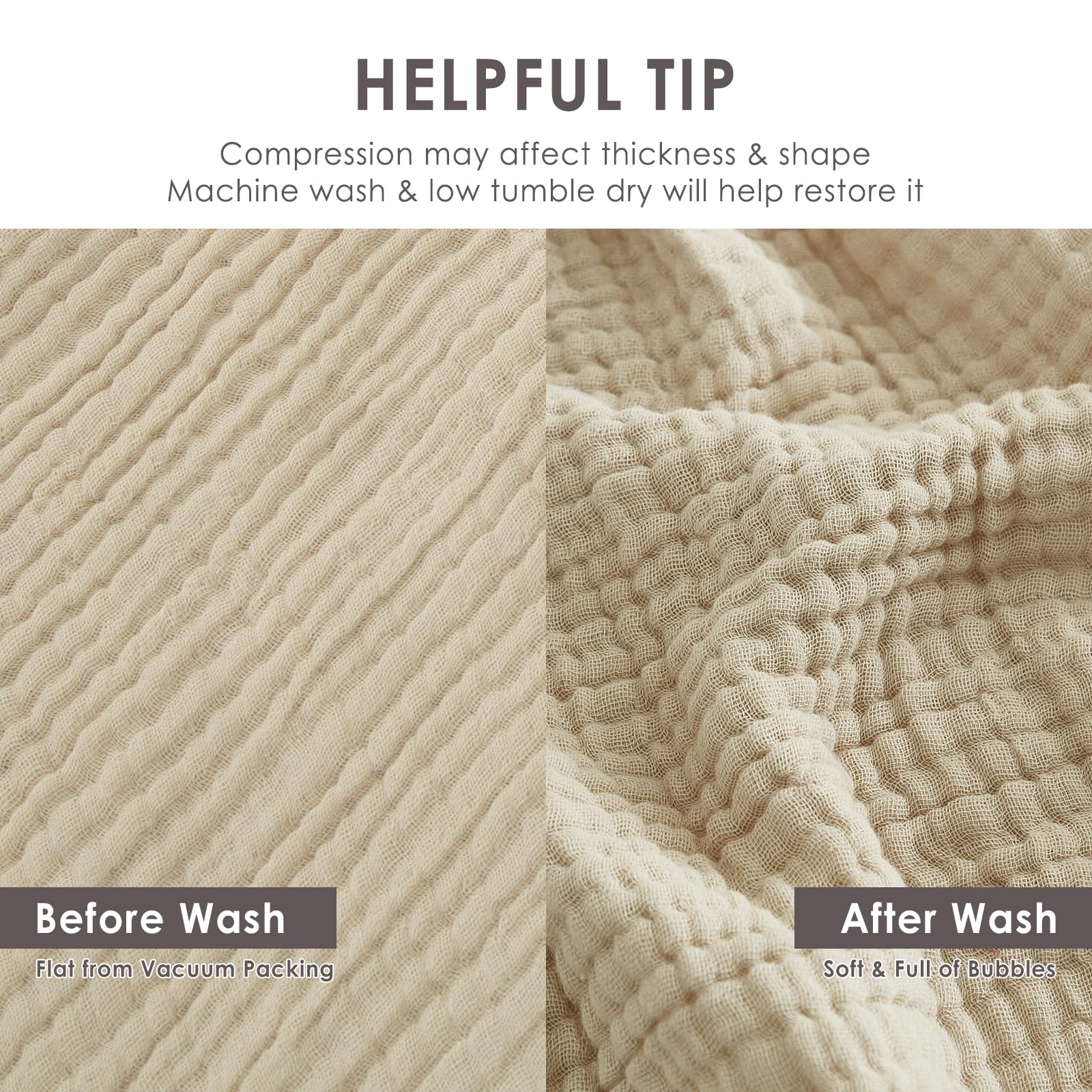 EMME Cotton Throw Blanket Gifts for Women 100% Muslin for Couch Breathable Gauze All Season Soft and Lightweight Pre-Washed（Throw XL 50"x71"）