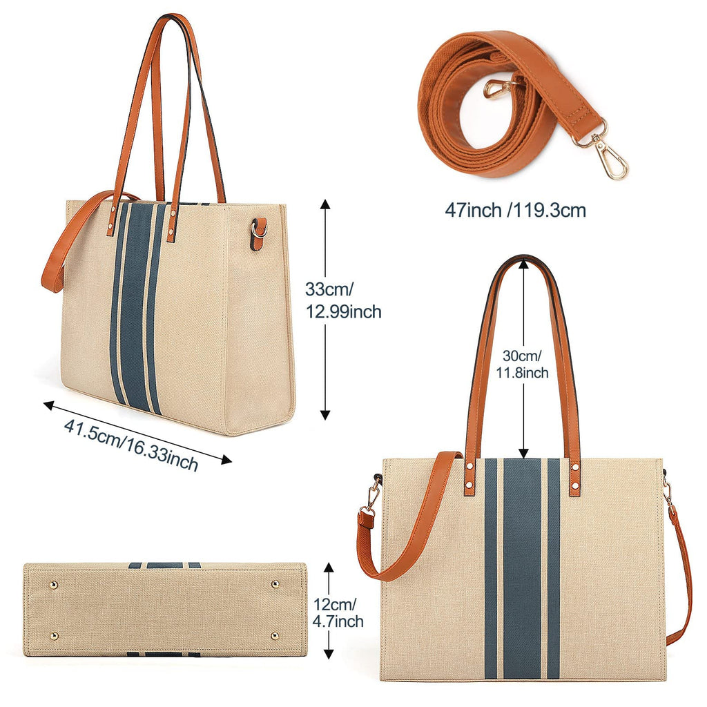 Laptop Tote Bag for Women 15.6 Inch Laptop Work Bag Large Capacity Canvas Computer Tote Bags Business Briefcase Shoulder Bag for Women Casual Beach Bag Perfect for Travel/Daily Use/Birthday Gift